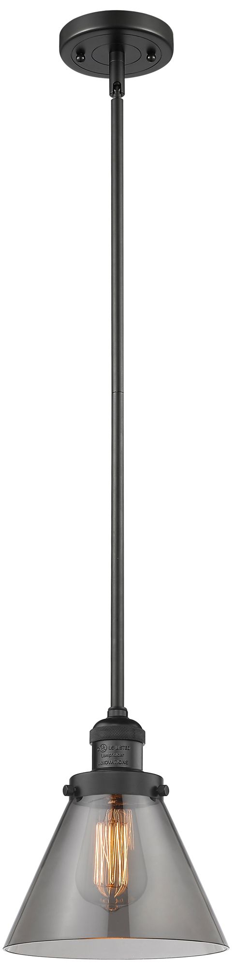 Innovations Lighting Franklin Restoration Cone 8" Led Mini Pendant - Matte Black - Plated Smoke