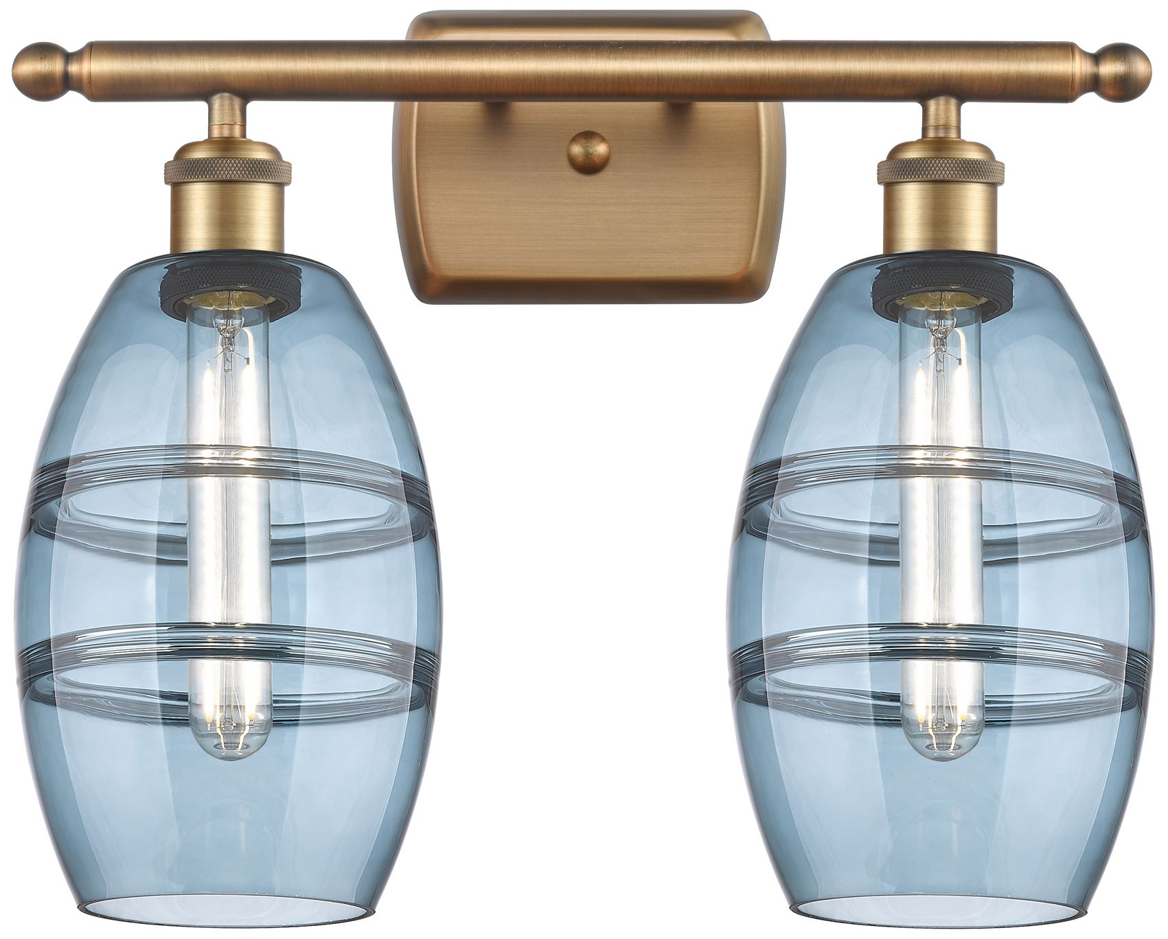 Innovations Lighting Ballston Vaz 15.88"w 2 Light Brushed Brass Bath Light W/ Blue Shade