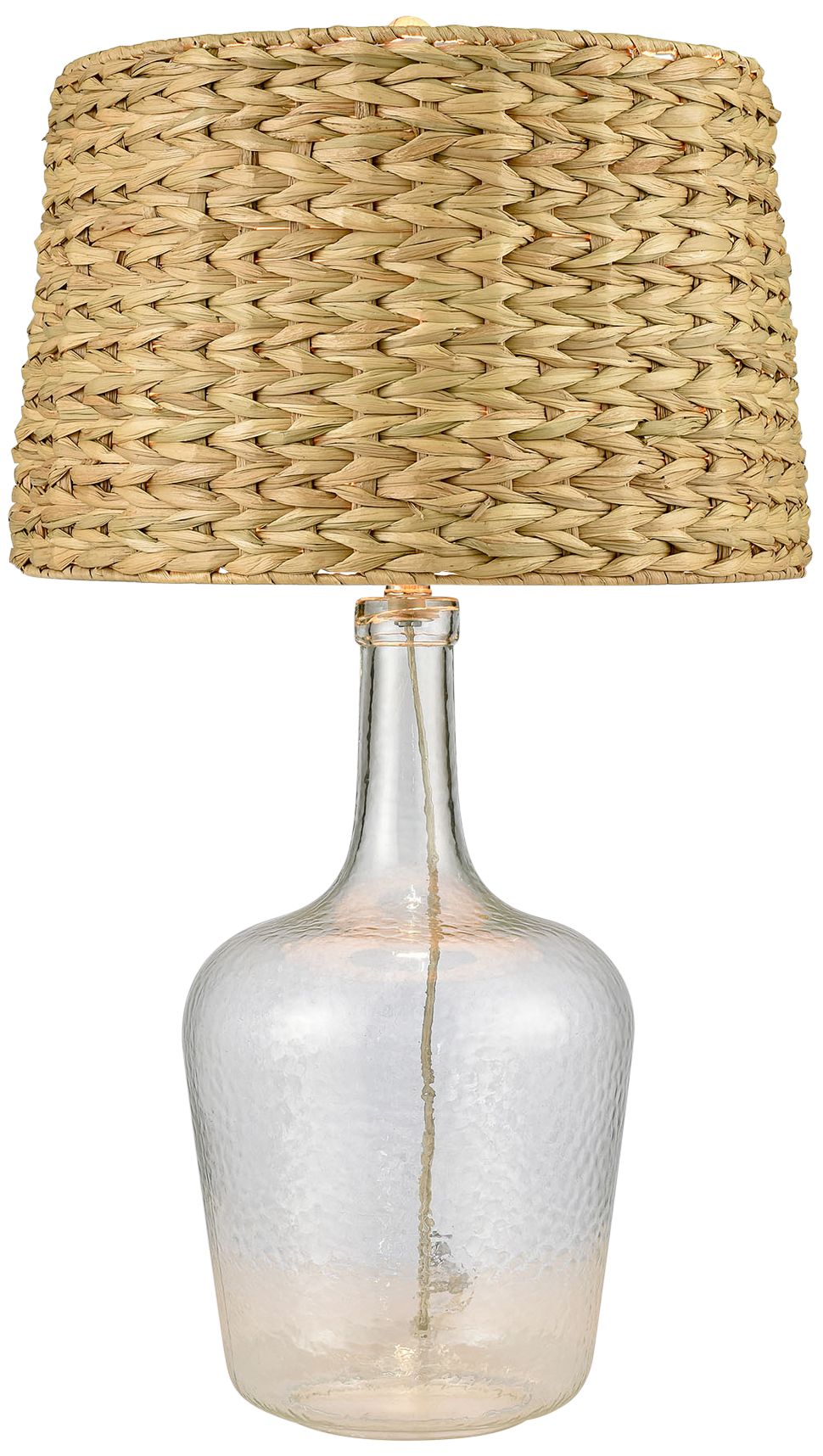 Dimond Downpour Clear Glass Bottle Table Lamp with Seagrass Shade