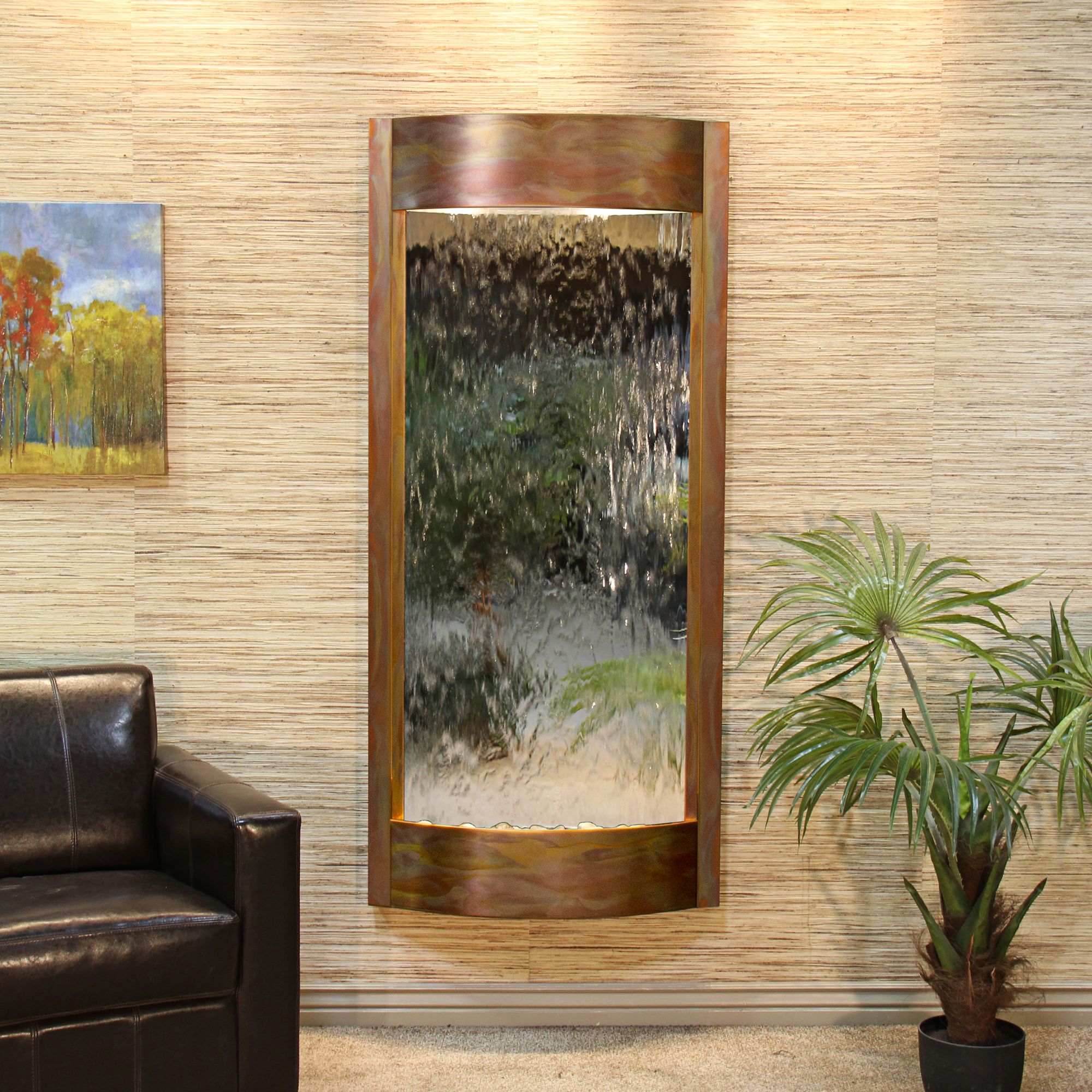 Pacifica Waters 69"H Copper and Silver Mirror Wall Fountain