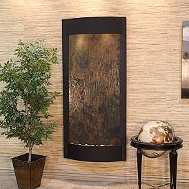 Pacifica Waters 69&quot;H Multi-Color Stone Black Wall Fountain