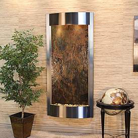 Pacifica Waters 69&quot;H Multi-Color Stone Steel Wall Fountain