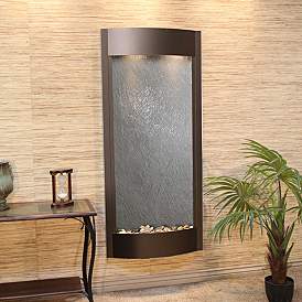 Pacifica Waters 69&quot;H Bronze and Black Stone Wall Fountain
