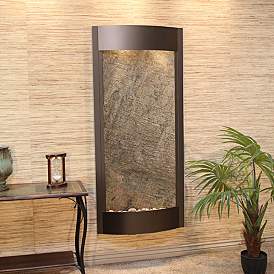 Pacifica Waters 69&quot;H Bronze and Green Stone Wall Fountain