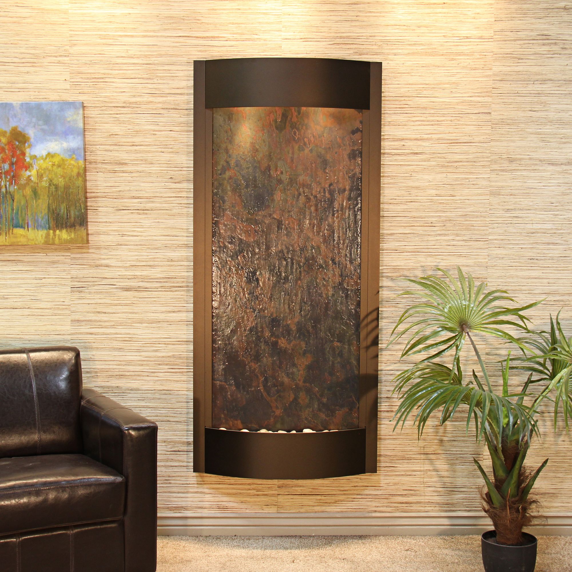 Pacifica Waters 69"H Multi-Color Stone Bronze Wall Fountain