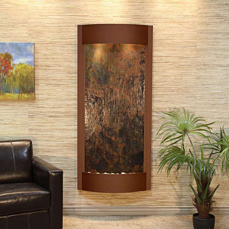 Image 1 Pacifica Waters 69"H Brown Stone Modern Wall Fountain