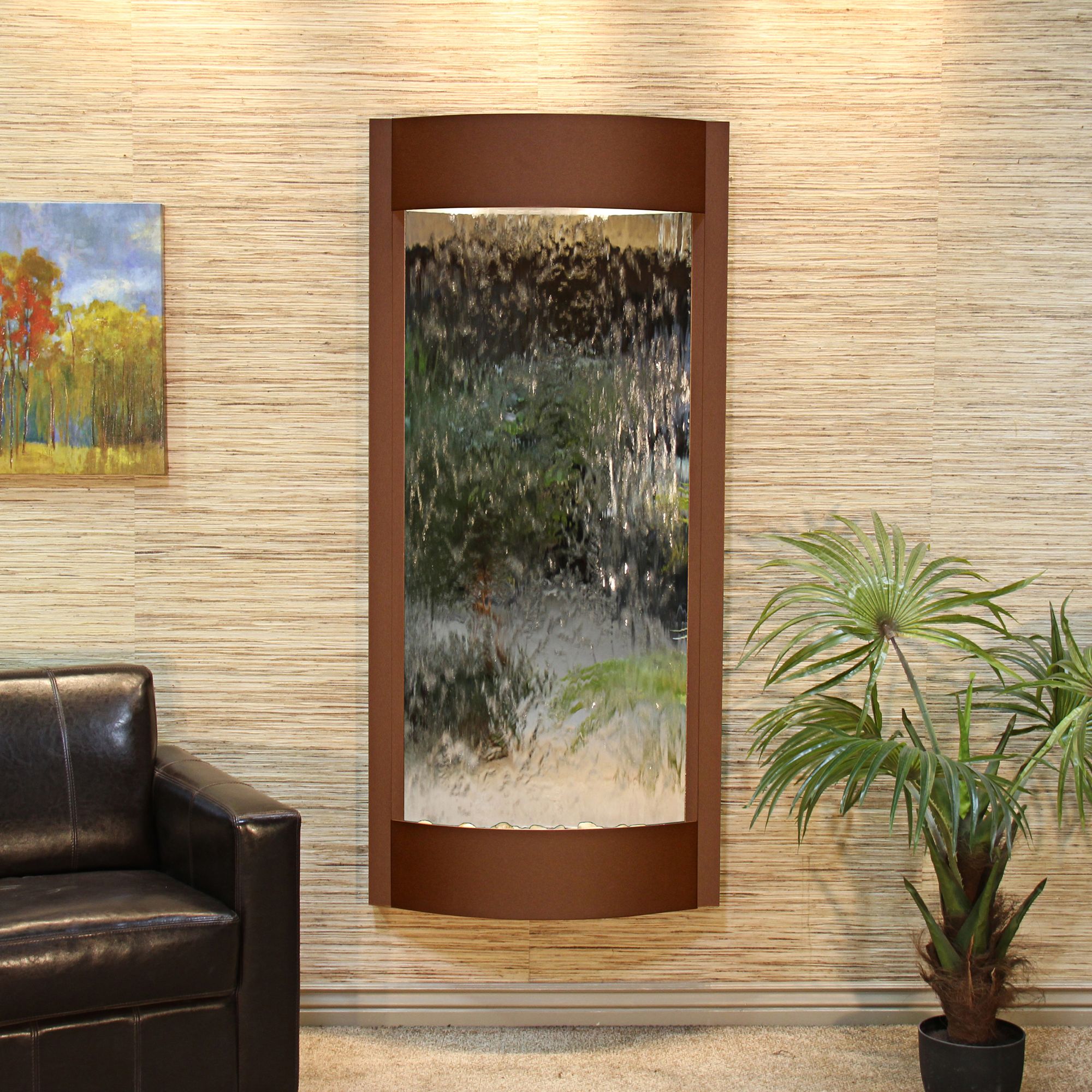 Pacifica Waters 69"H Brown and Silver Mirror Wall Fountain