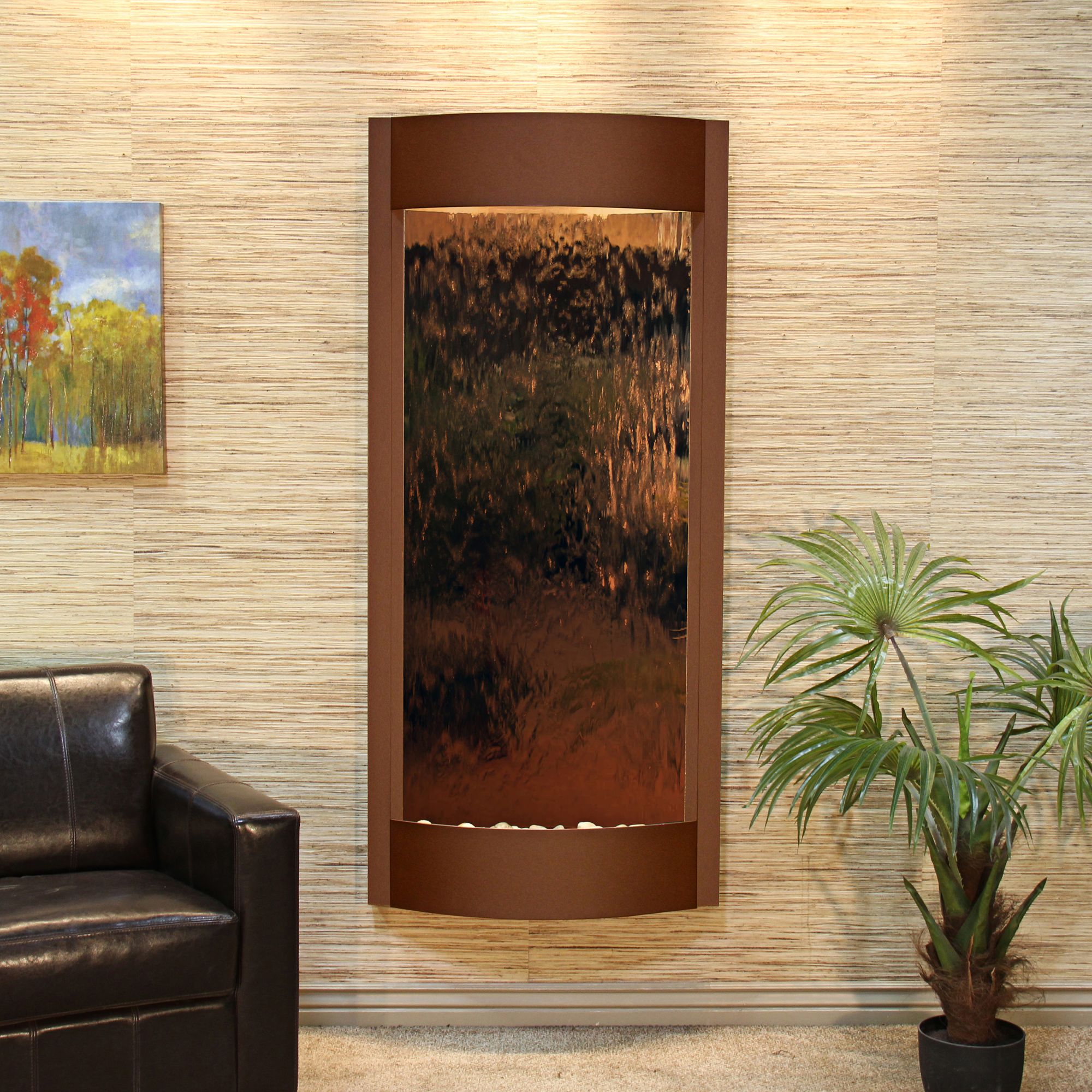 Pacifica Waters 69" High Bronze Mirror Modern Wall Fountain