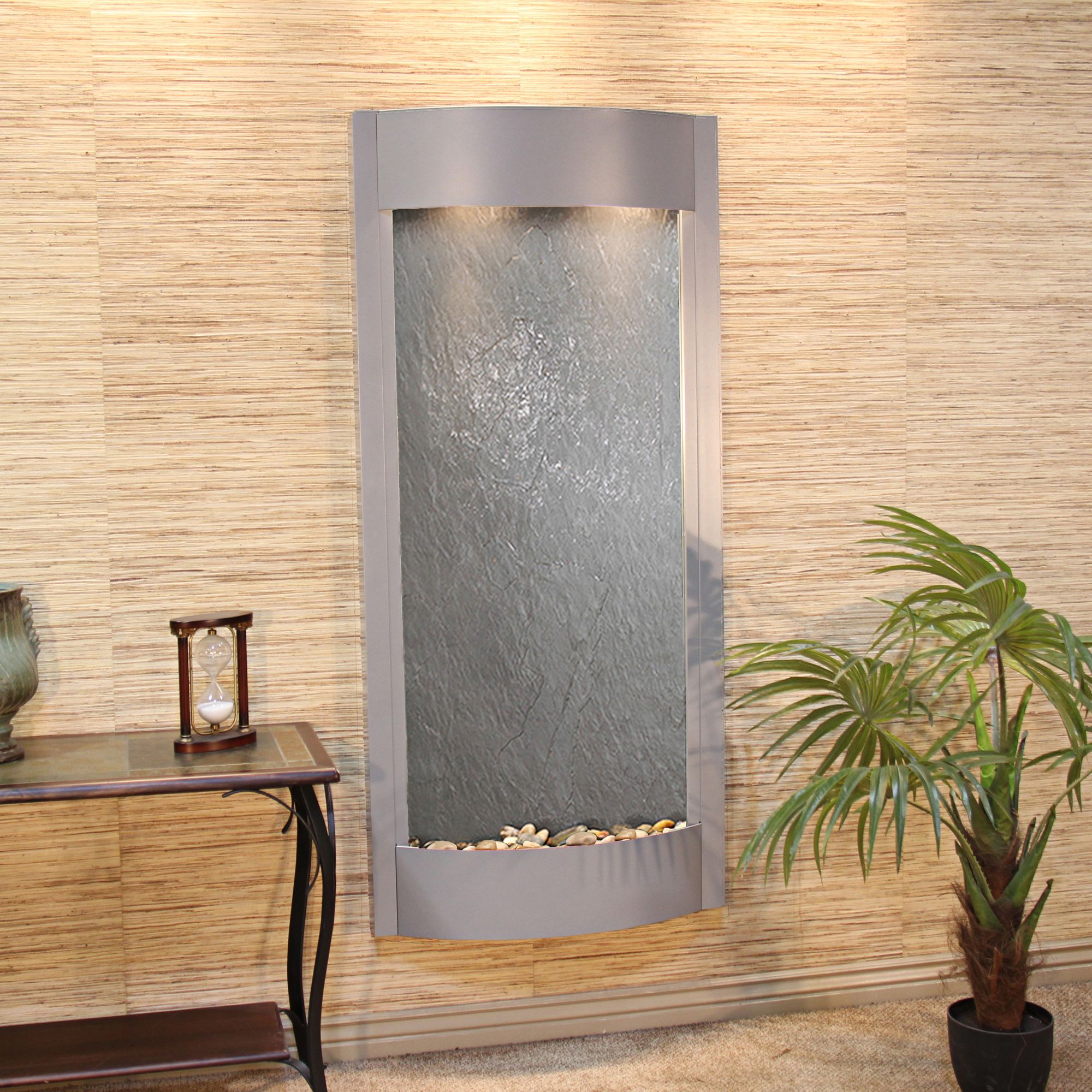 Pacifica Waters 69" High Silver and Stone Wall Fountain