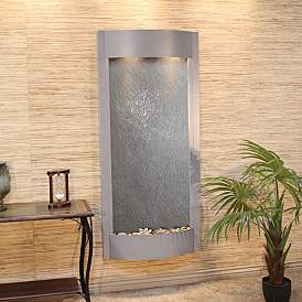 Pacifica Waters 69&quot; High Silver and Stone Wall Fountain