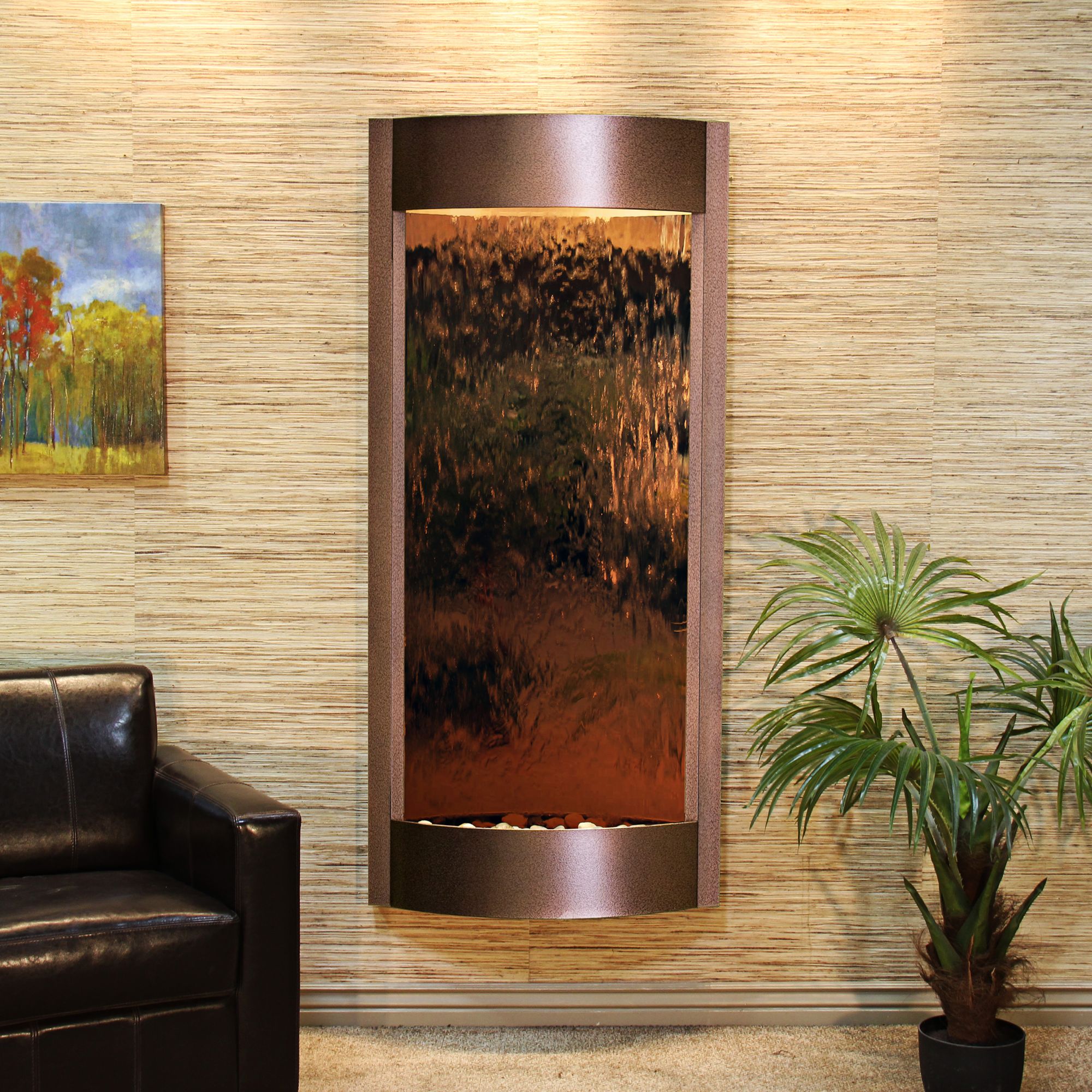 Pacifica Waters 69"H Bronze Mirror Copper Vein Wall Fountain