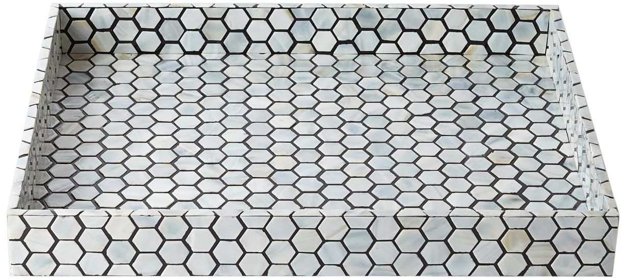 Mother of Pearl Black Honeycomb Small Rectangular Tray