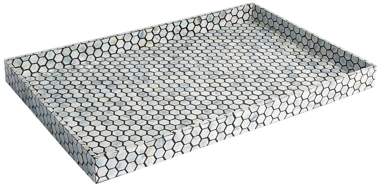 Mother of Pearl 28" Wide Honeycomb Rectangular Tray
