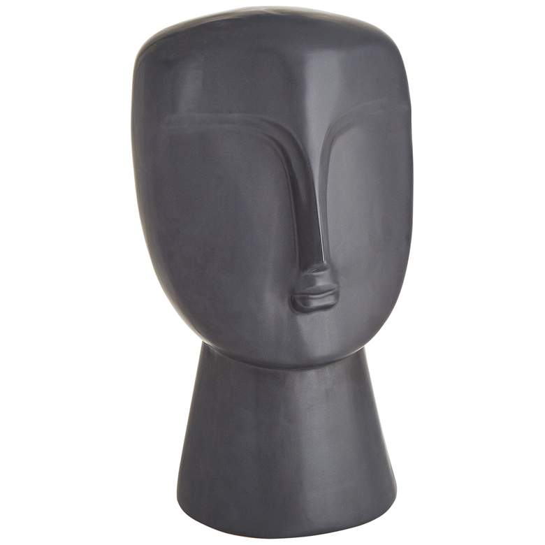 Modernist Bust 16 3/4&quot; High Matte Black Ceramic Statue