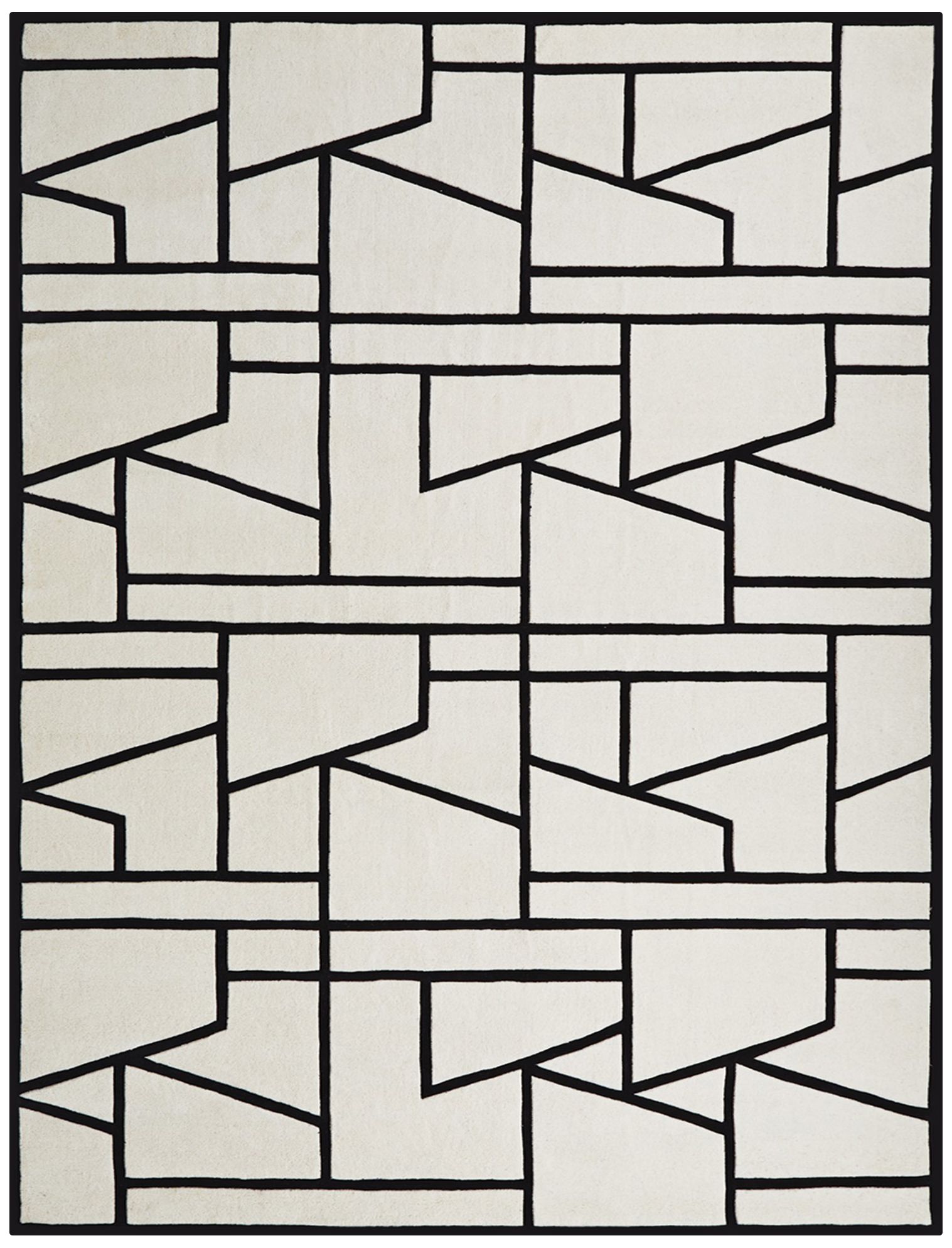 Zig Zag Ivory and Black Area Rug 