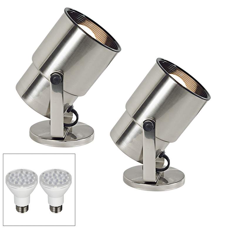 Pro Track Brushed Steel 8&quot; High LED Accent Uplight Set of 2