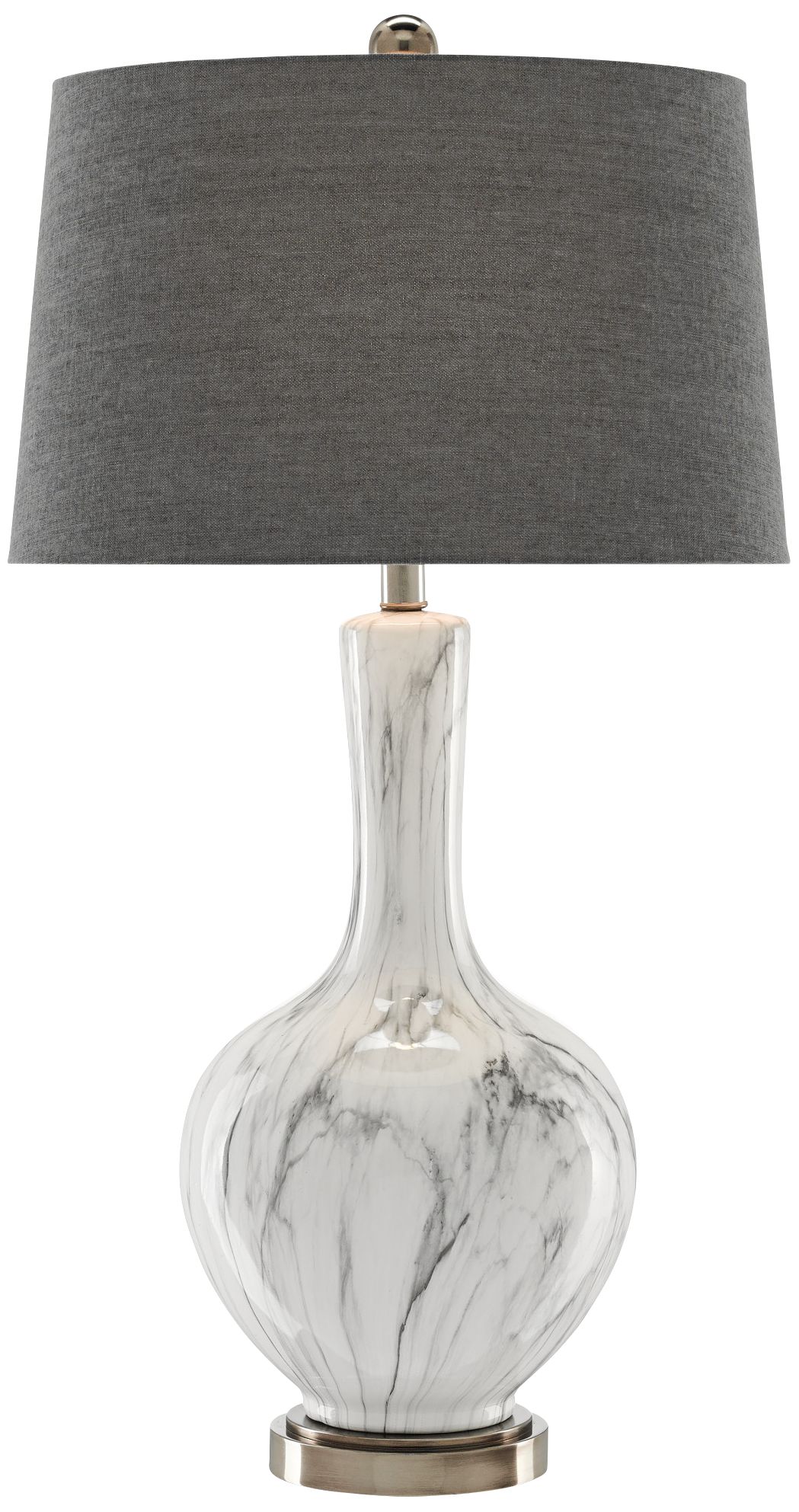 gray and white table lamps