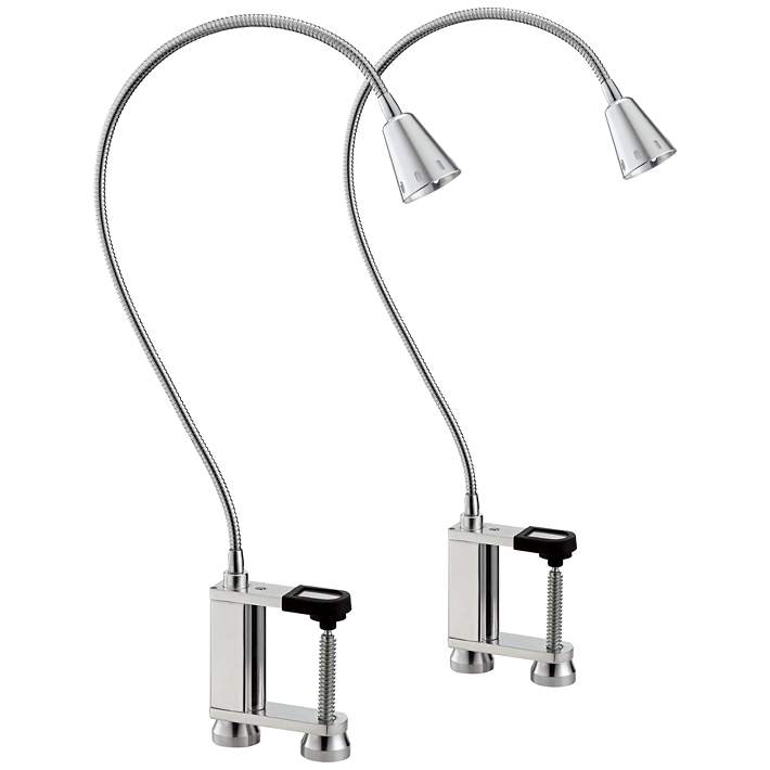 Nickolas Brushed Steel Led Clamp On, Battery Clamp Light