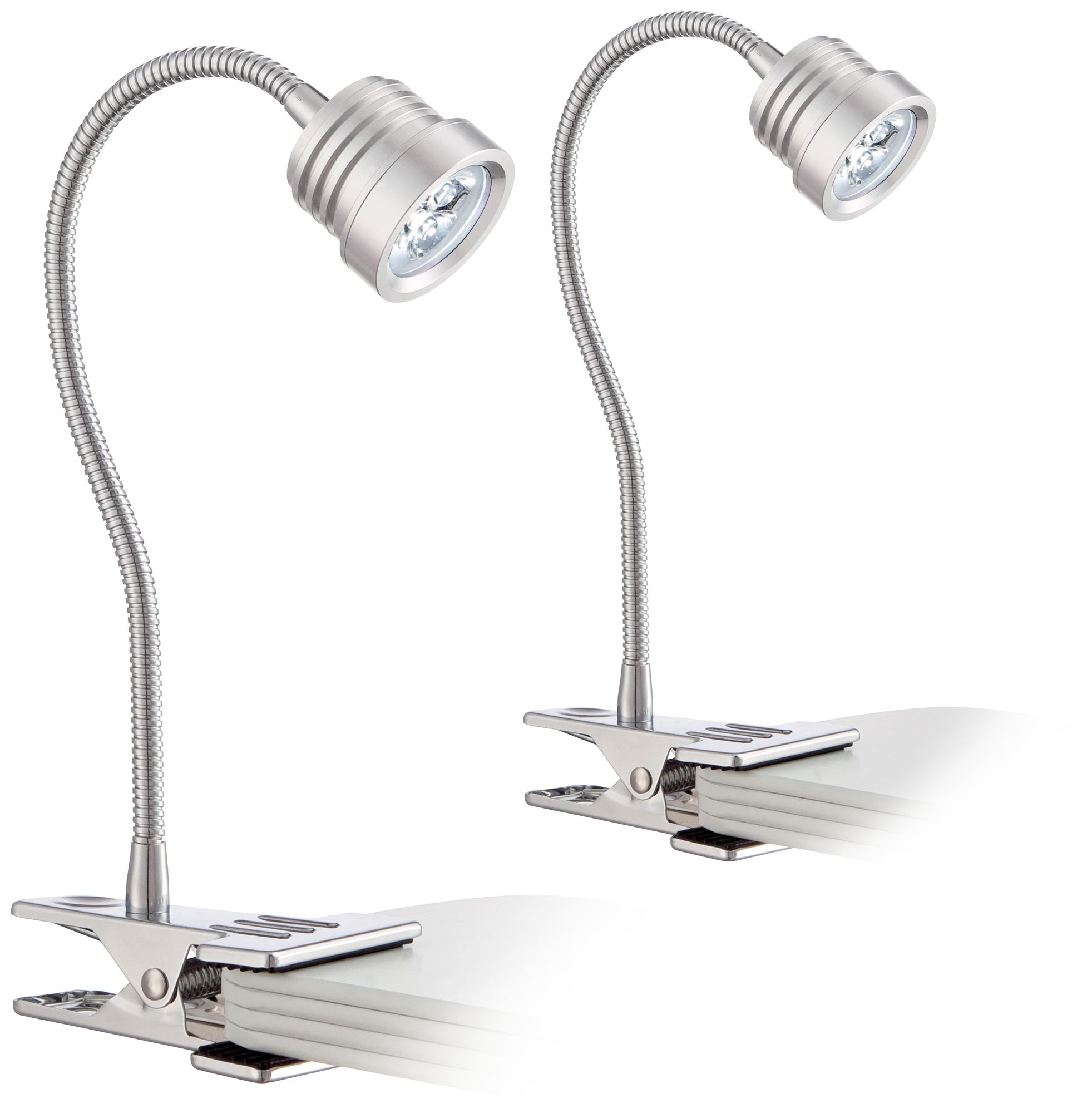 Tyler Large Adjustable Gooseneck LED Clip Lights Set of 2