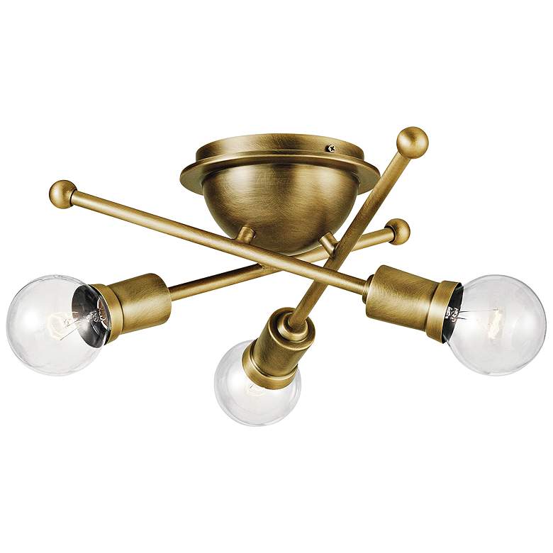 Kichler Armstrong 15&quot;W Natural Brass 3-Light Ceiling Light