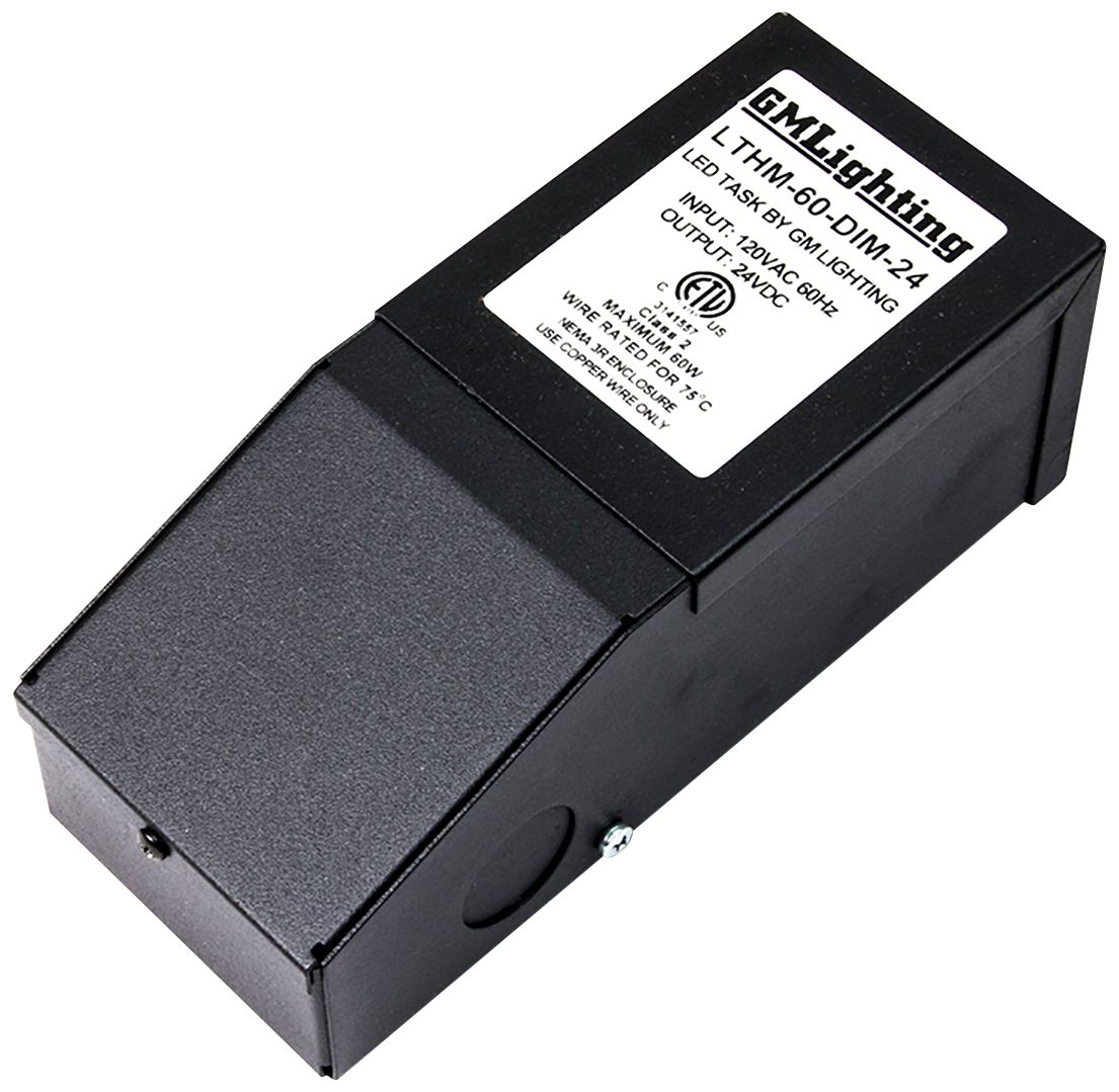 2.59" Wide Black 60-Watt LED Dimmable Power Supply