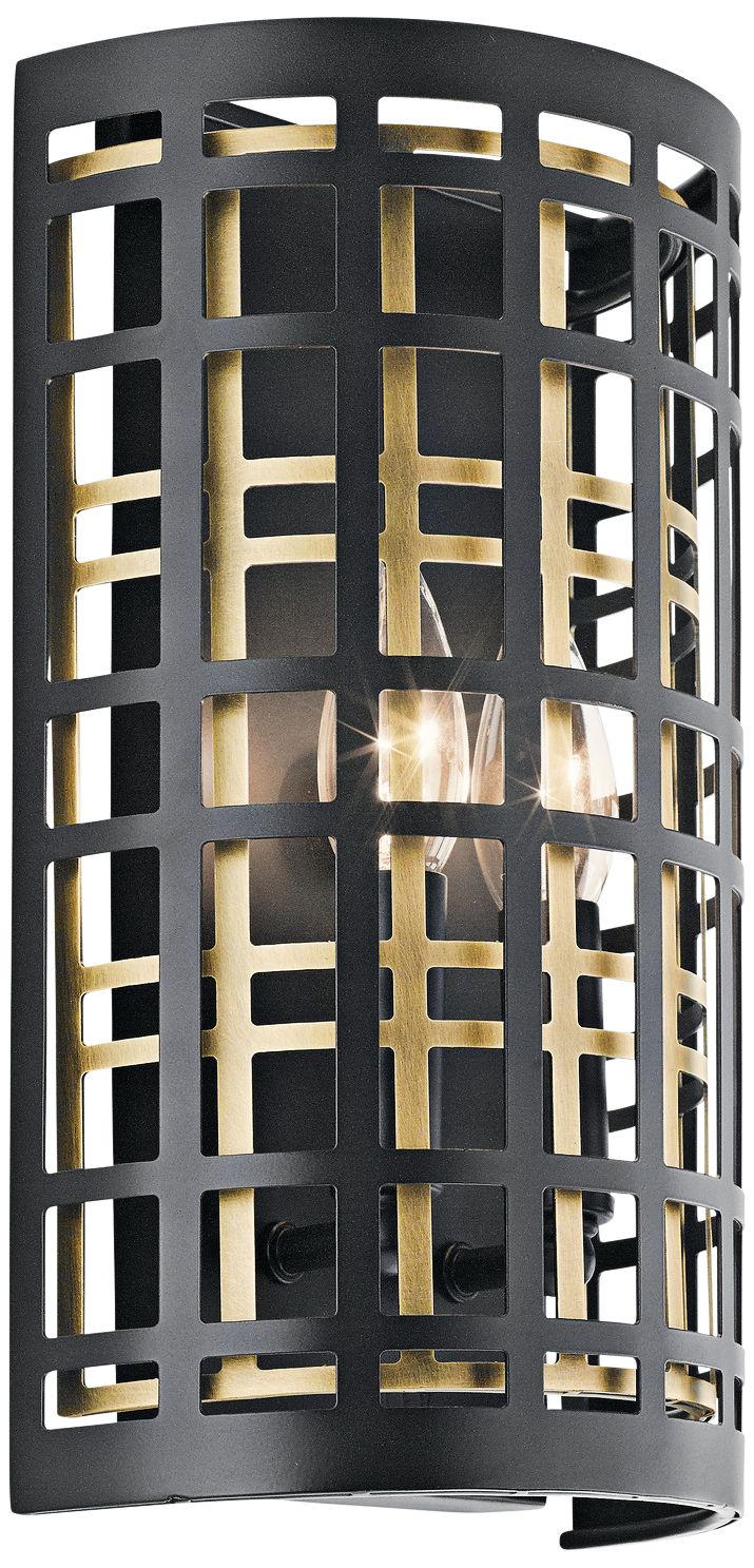 Kichler Aldergate 12" High Black 2-Light Wall Sconce