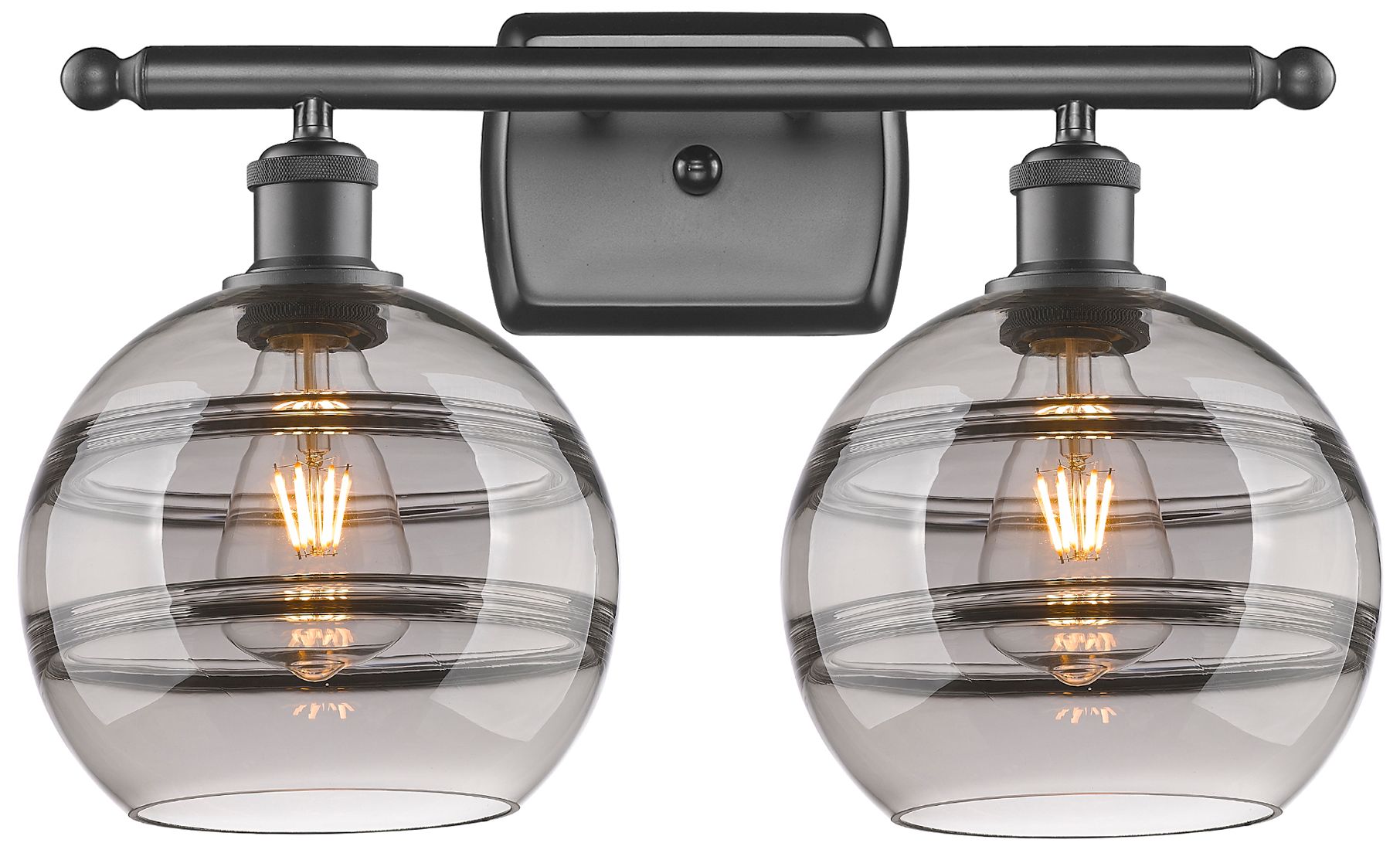Innovations Lighting Ballston Rochester 18"w 2 Light Oiled Bronze Bath Light W/ Smoke Shade