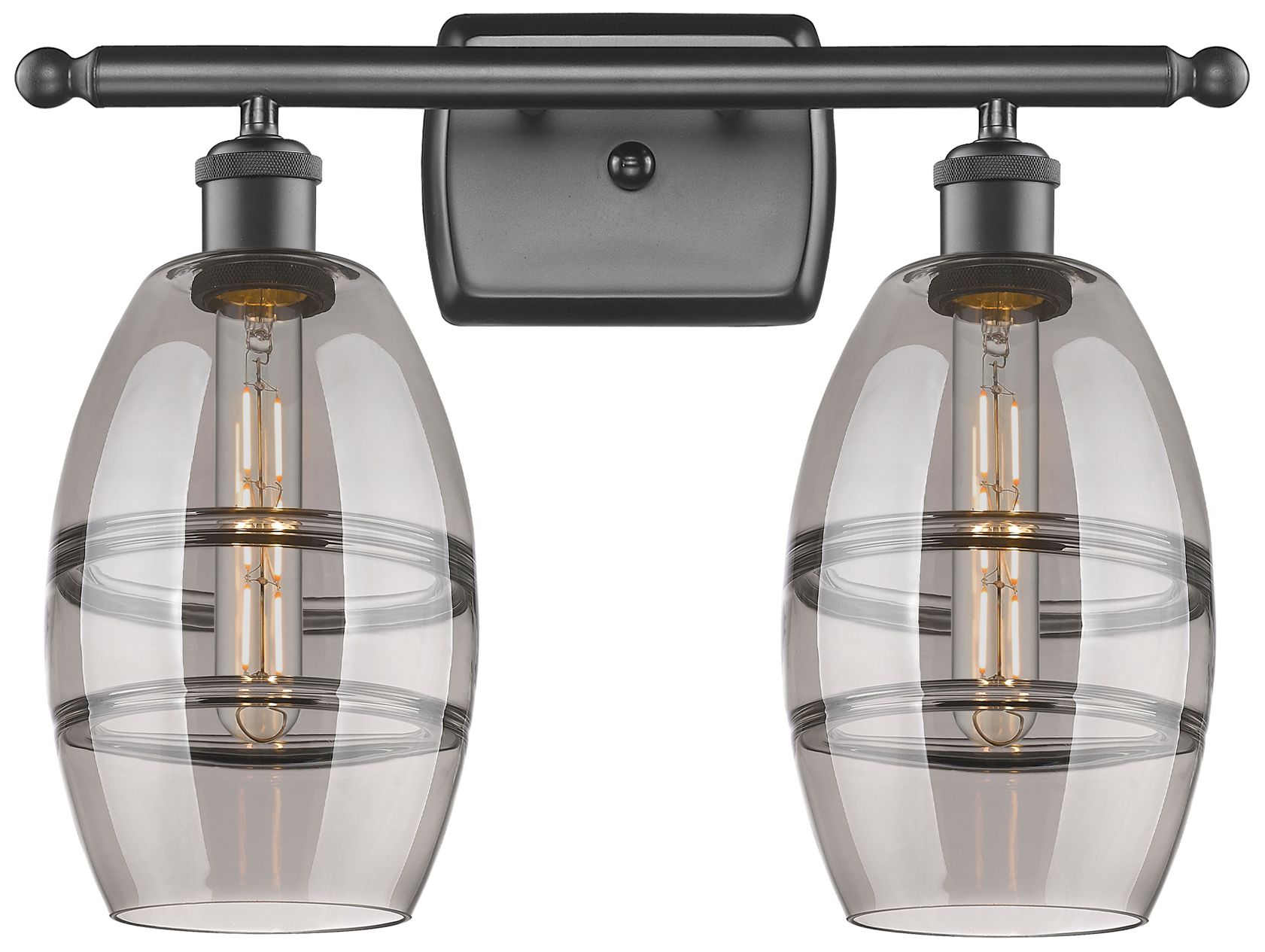 Innovations Lighting Ballston Vaz 15.88"w 2 Light Oiled Bronze Bath Light W/ Light Smoke Sh