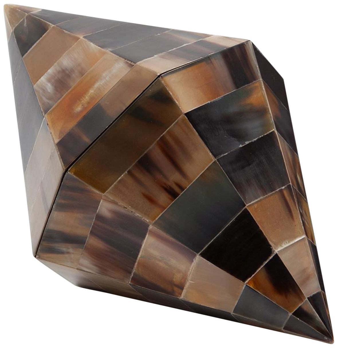 Global Views Triangle Cone Brown Horn Decorative Box