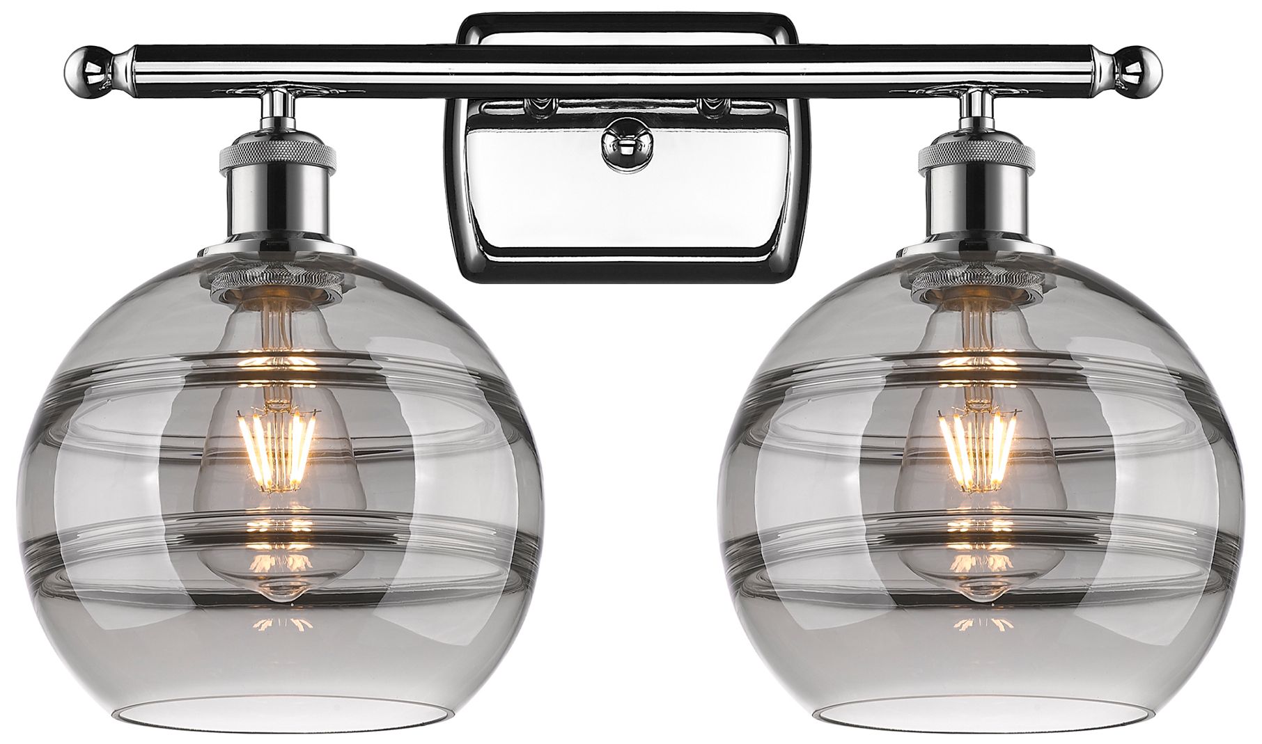 Innovations Lighting Ballston Rochester 18"w 2 Light Chrome Bath Light W/ Light Smoke Shade