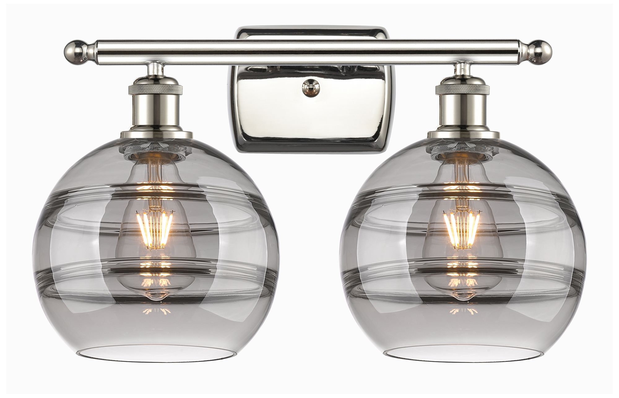 Innovations Lighting Ballston Rochester 18"w 2 Light Polished Nickel Bath Light W/ Smoke Sh