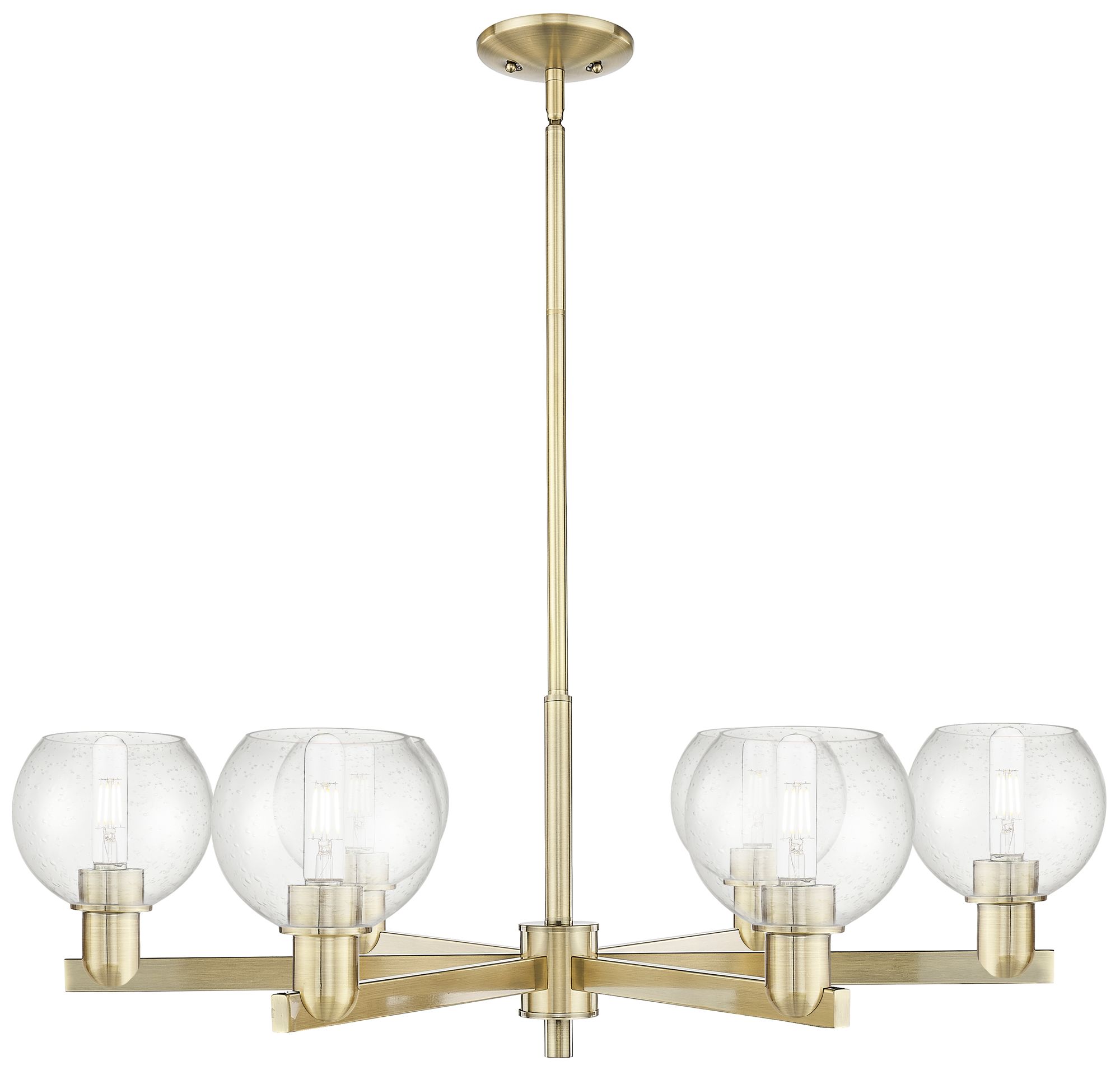 Innovations Lighting Arcadia Athens 36"w 6 Light Brass Stem Chandelier With Seedy Shade In Gold