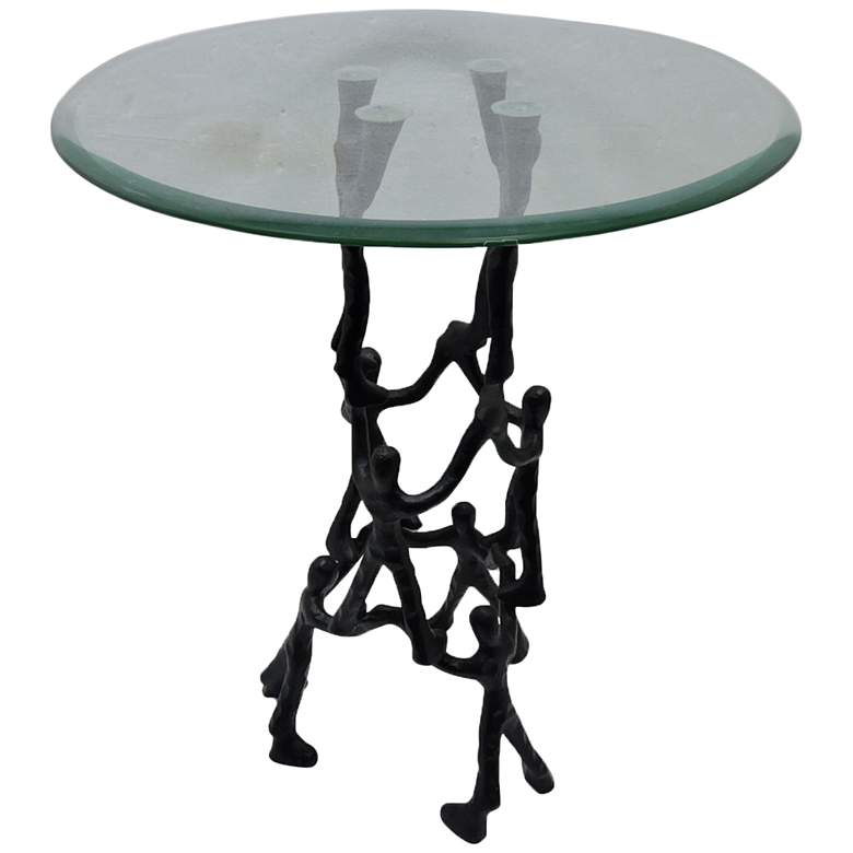 Teamwork 18&quot; Wide Rustic Bronze Round Accent Table