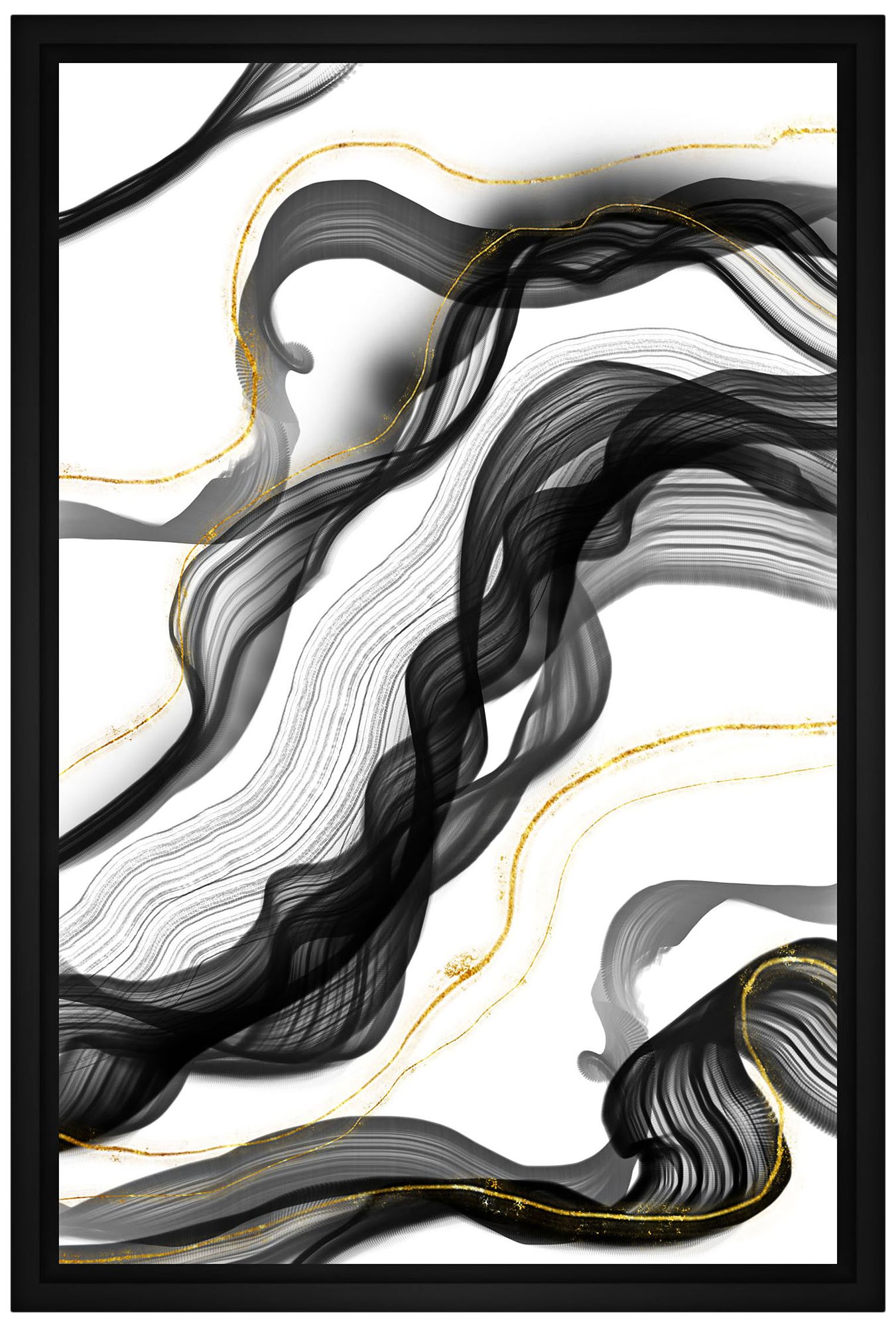 Gray Ribbon Framed Canvas Wall Art