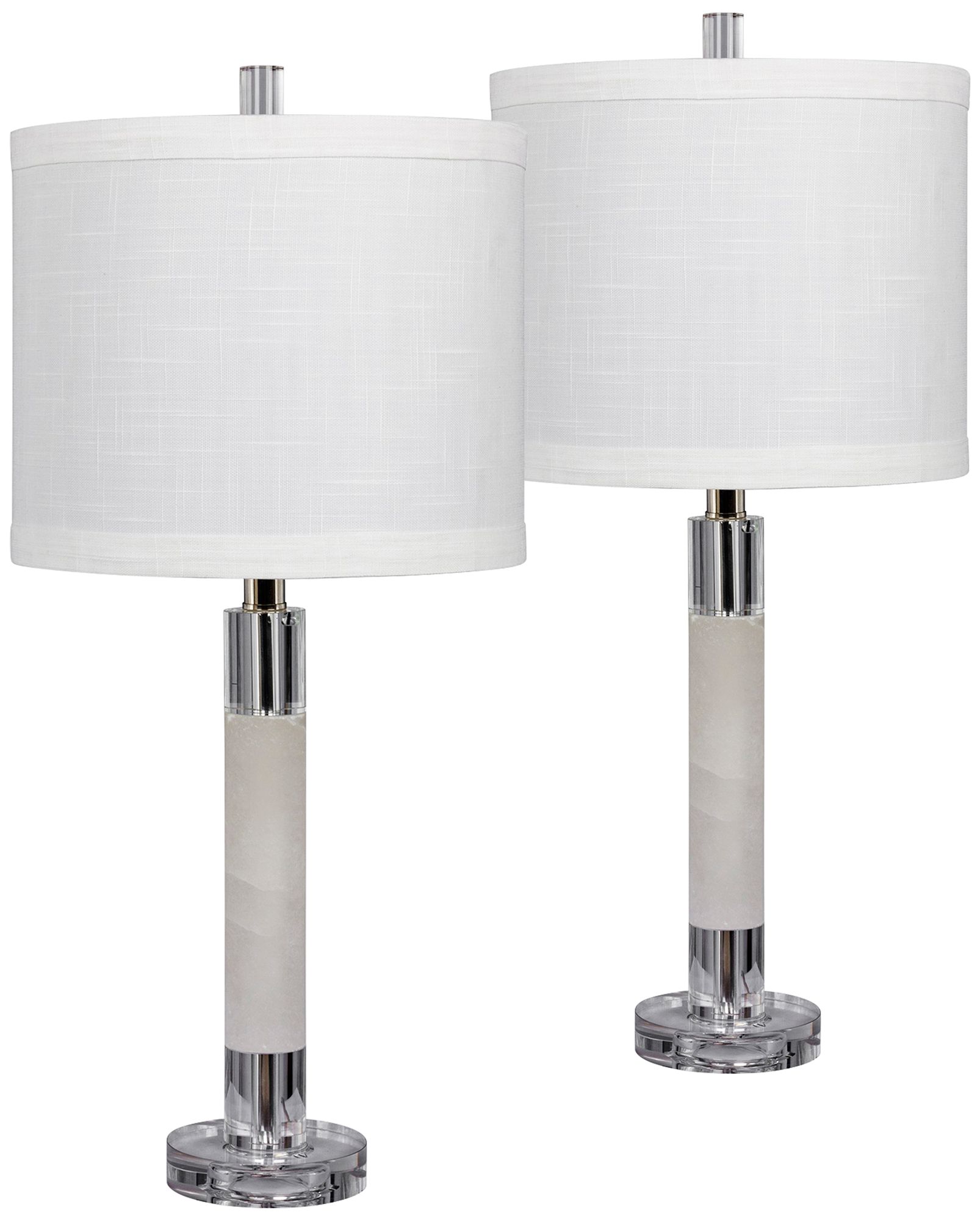 Davie Crystal and Marble Smooth Column Table Lamp Set of 2