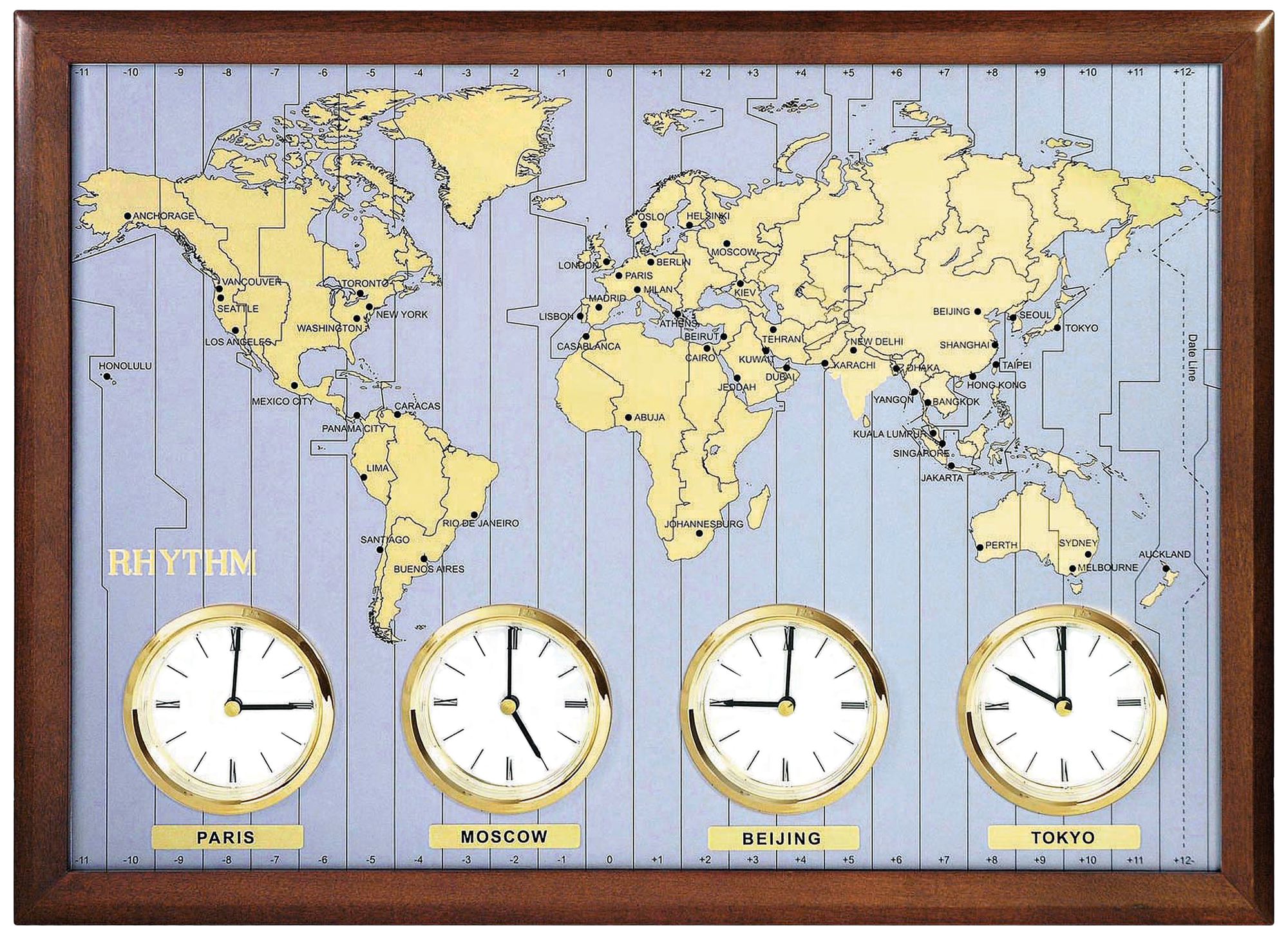 Around The World 23 1/2" Wide Dark Cherry Wall Clock