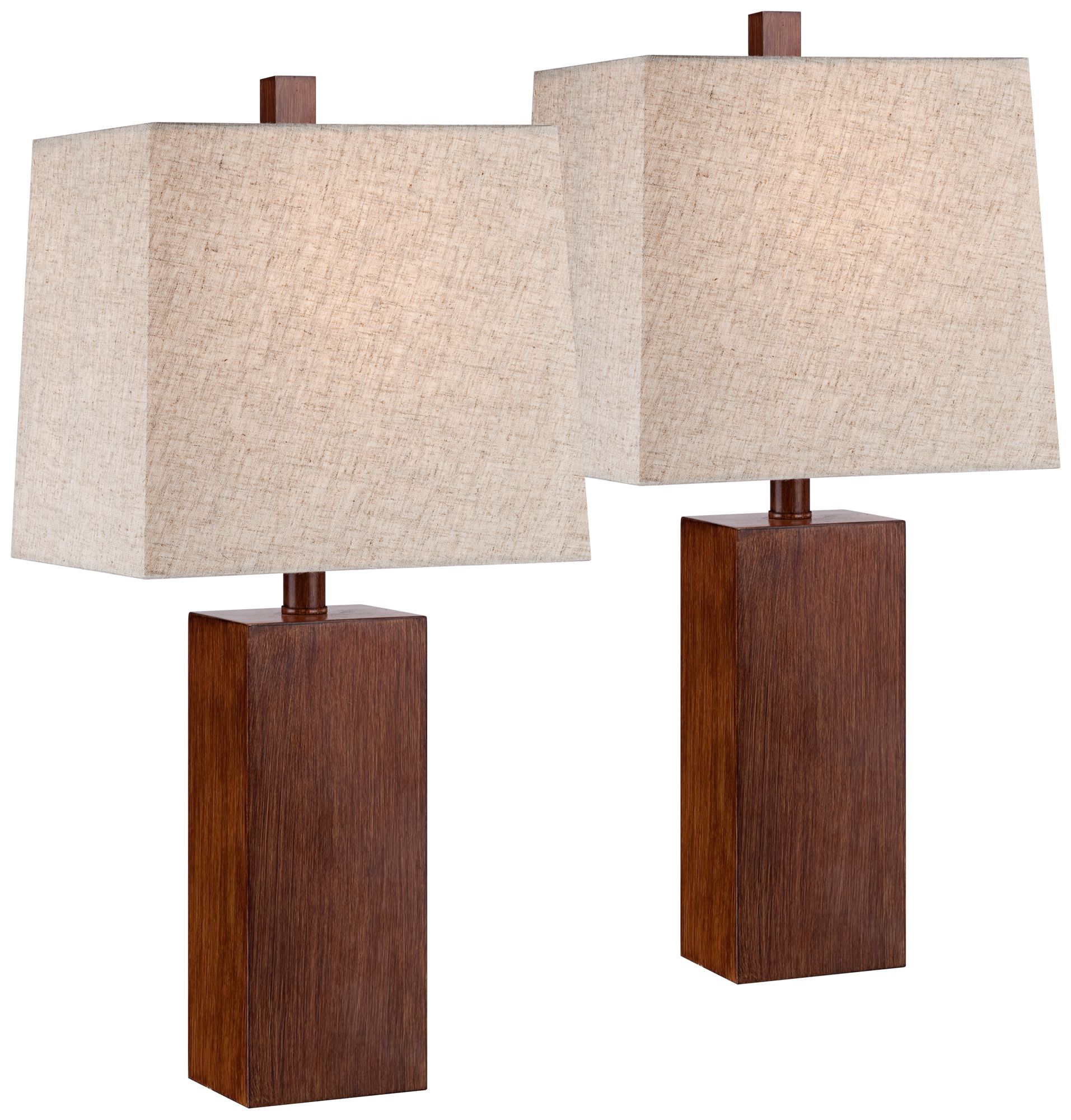 Darryl Wood Finish Rectangular Table Lamps Set of 2