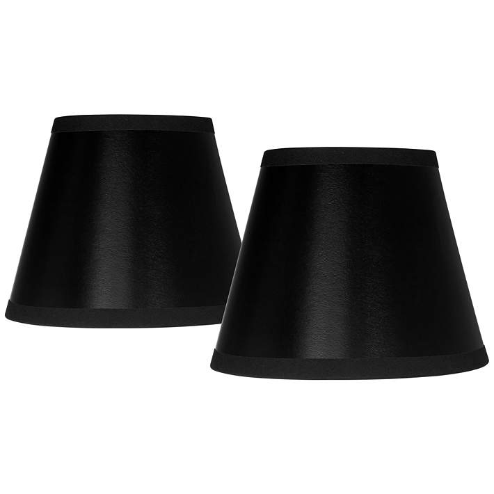 Black Paper Set Of 2 Empire Lamp Shades, Mini Chandelier Light Shades