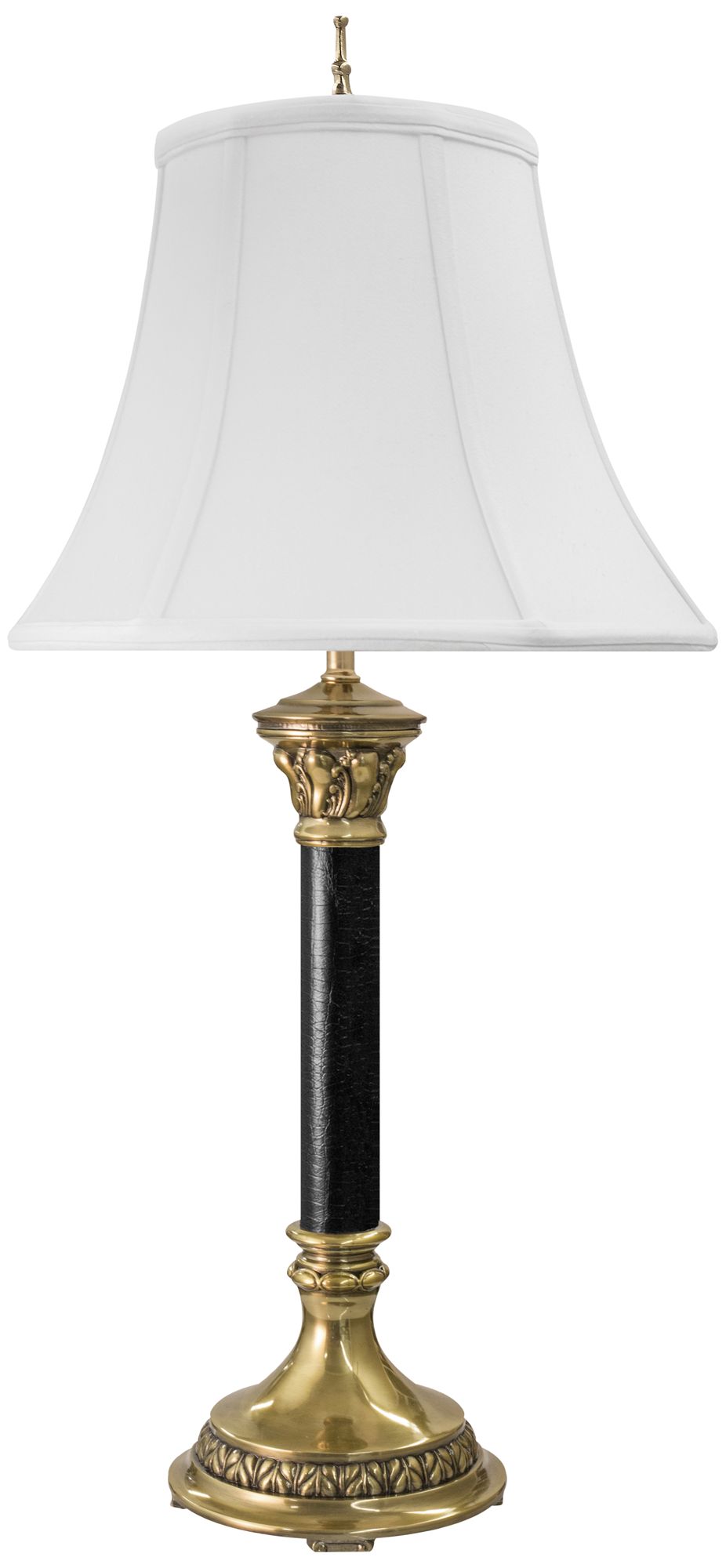 Stiffel Orson Burnished Brass and Black Leather Table Lamp