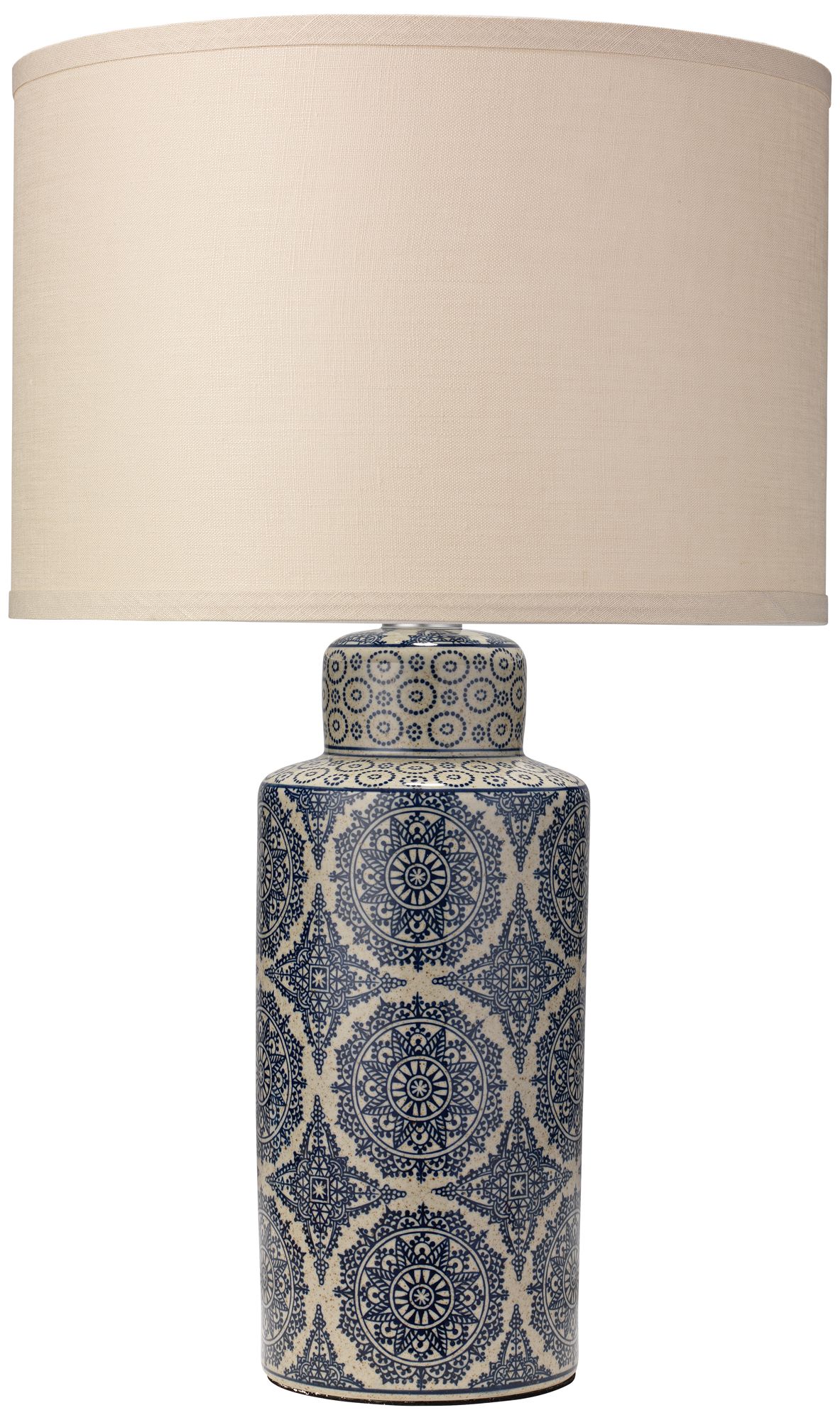 Jamie Young Deliah Blue Patterned Ceramic Column Table Lamp
