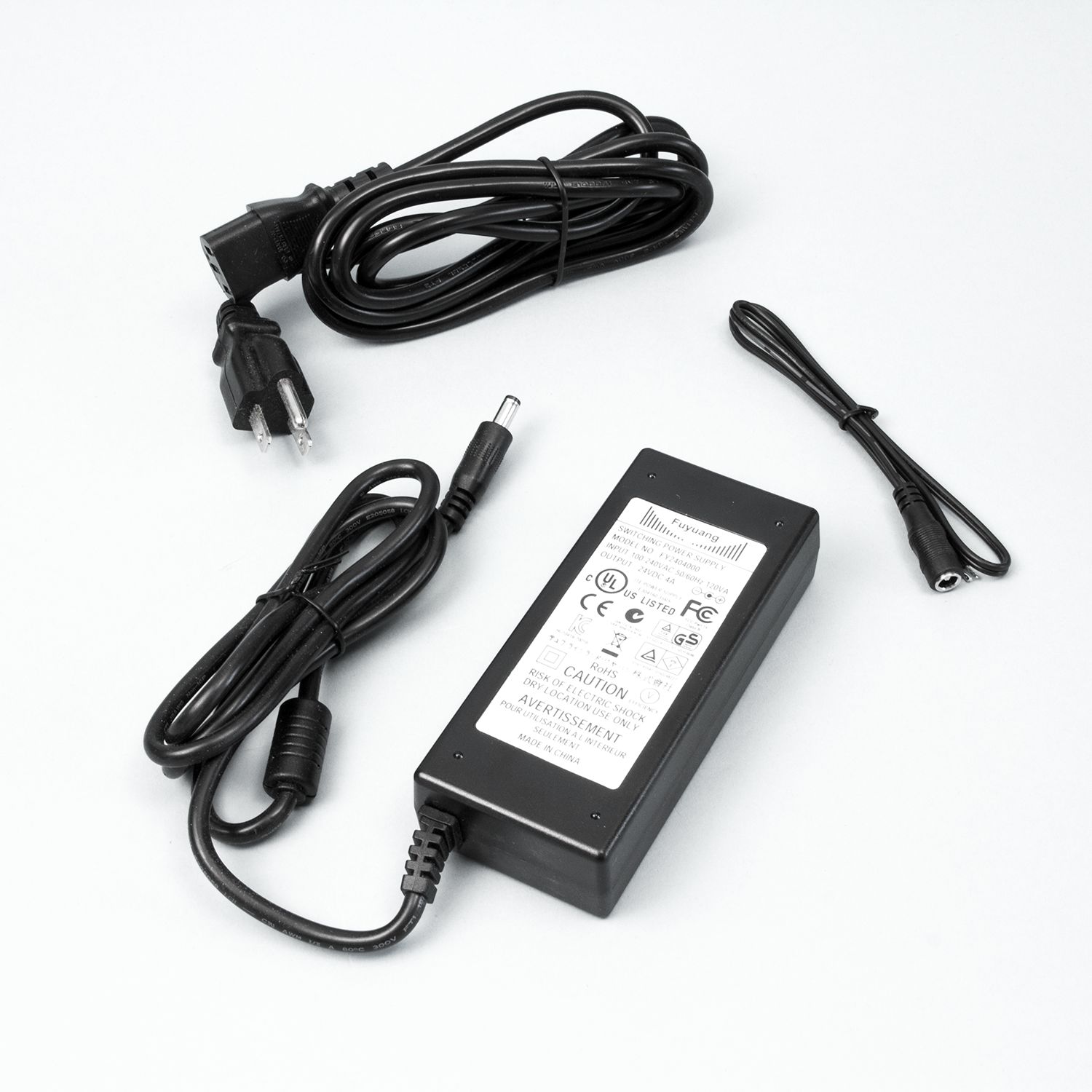 Quantom 2.375" Wide Black 24VDC 90W LED Plug-In Power Supply