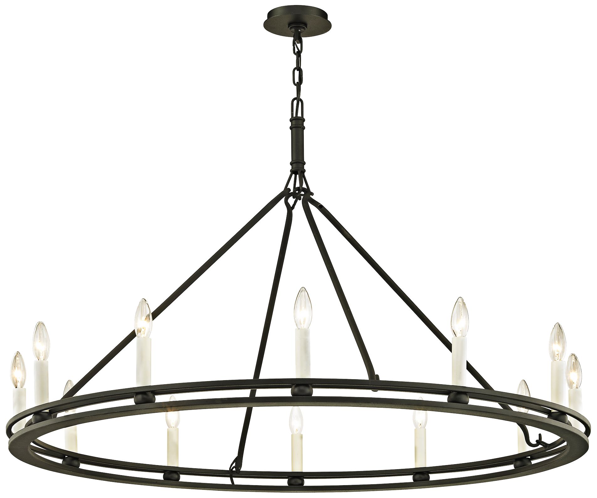 Sutton 44 Wide Black 12 Light Wagon Wheel Chandelier 44Y26 Lamps Plus   44y26