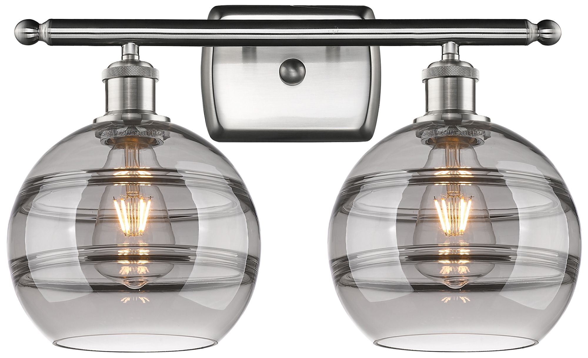 Innovations Lighting Ballston Rochester 18"w 2 Light Satin Nickel Bath Light W/ Smoke Shade