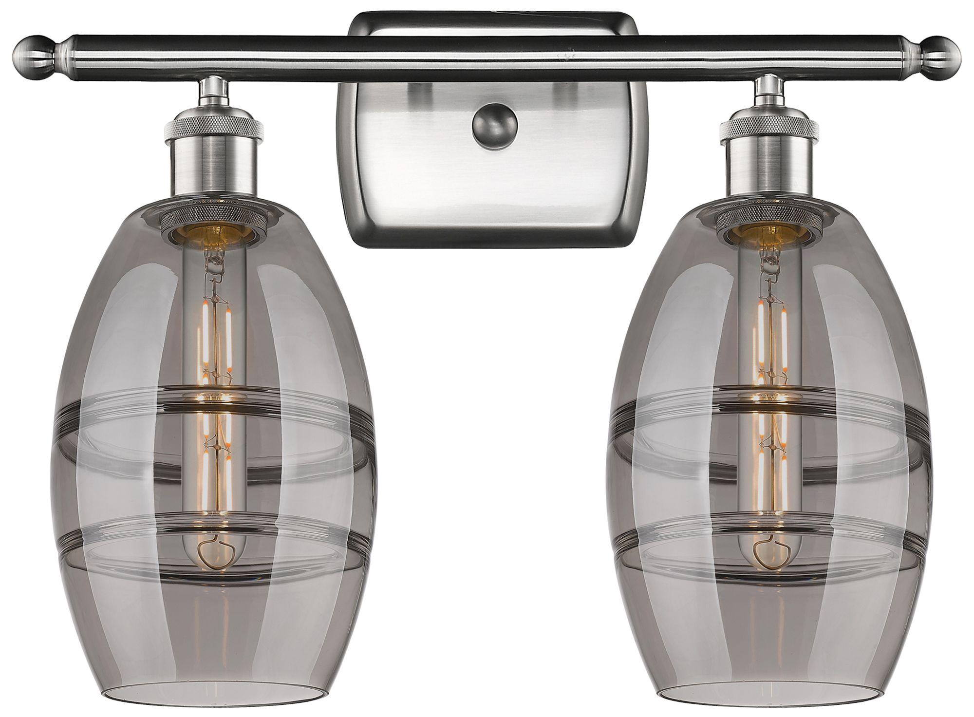 Innovations Lighting Ballston Vaz 15.88"w 2 Light Satin Nickel Bath Light W/ Light Smoke Sh