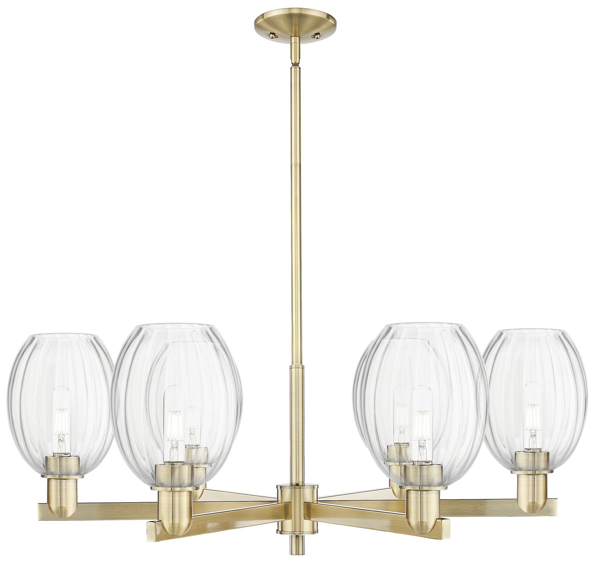 Innovations Lighting Preston 24"w 6 Light Antique Brass Stem Chandelier W/ Bell Clear Shade In Gold