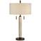 Hugo Whitewashed Wood Column USB Table Lamp With Dimmer