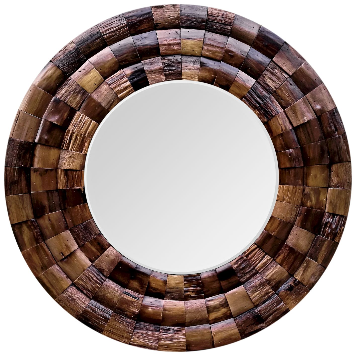 Wine Country Reclaimed Wood 36" Round Wall Mirror