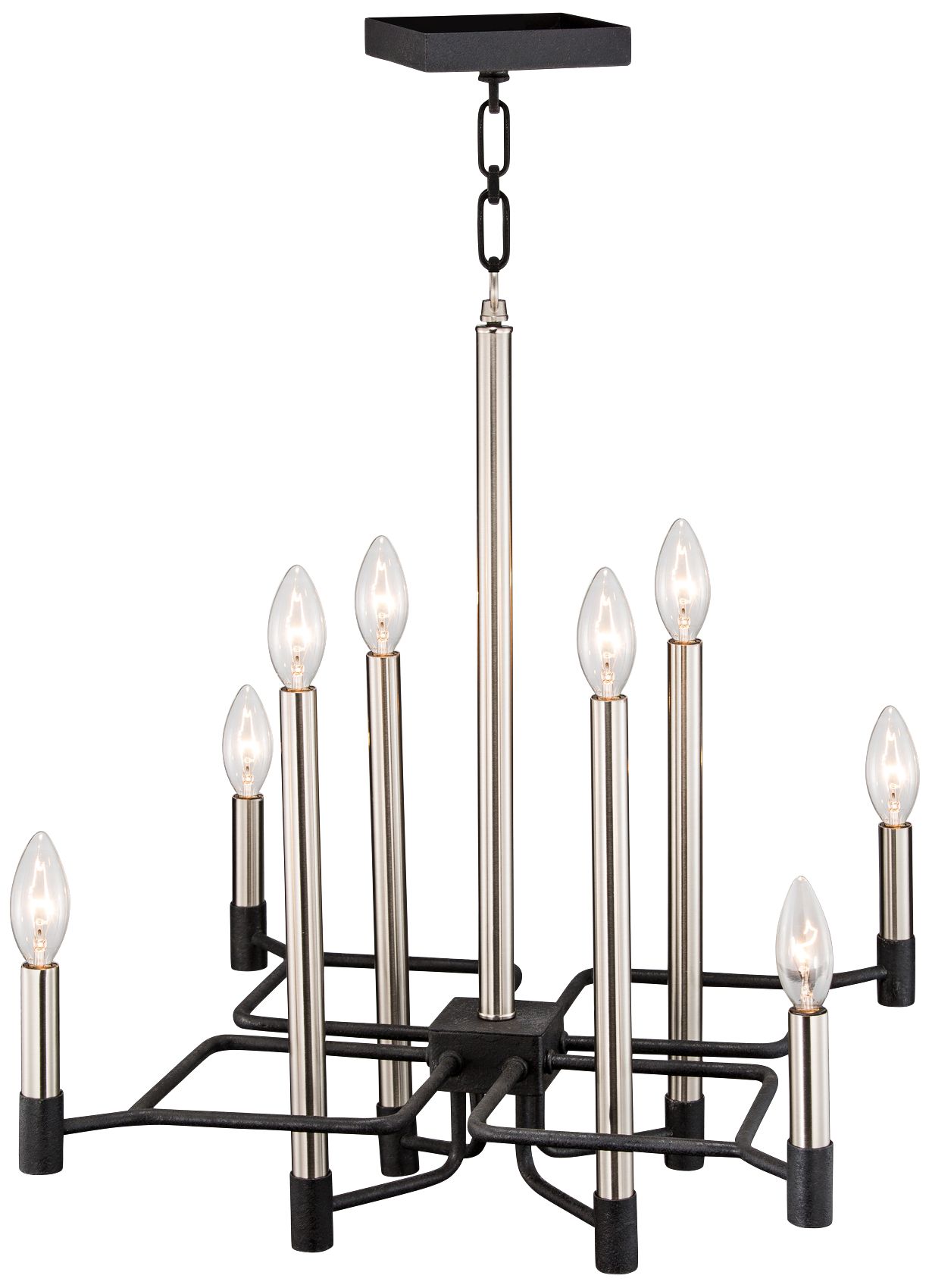 To Circuit with Love 23"W Black w/ Nickel 8-Light Chandelier