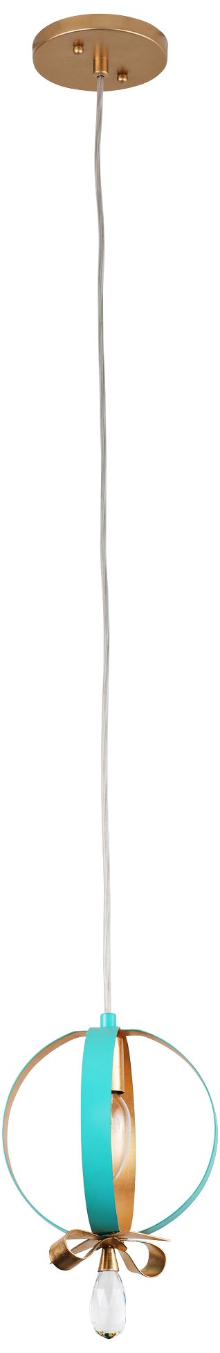 Varaluz Posh 7" Wide Aqua and Gold Leaf Round Mini Pendant