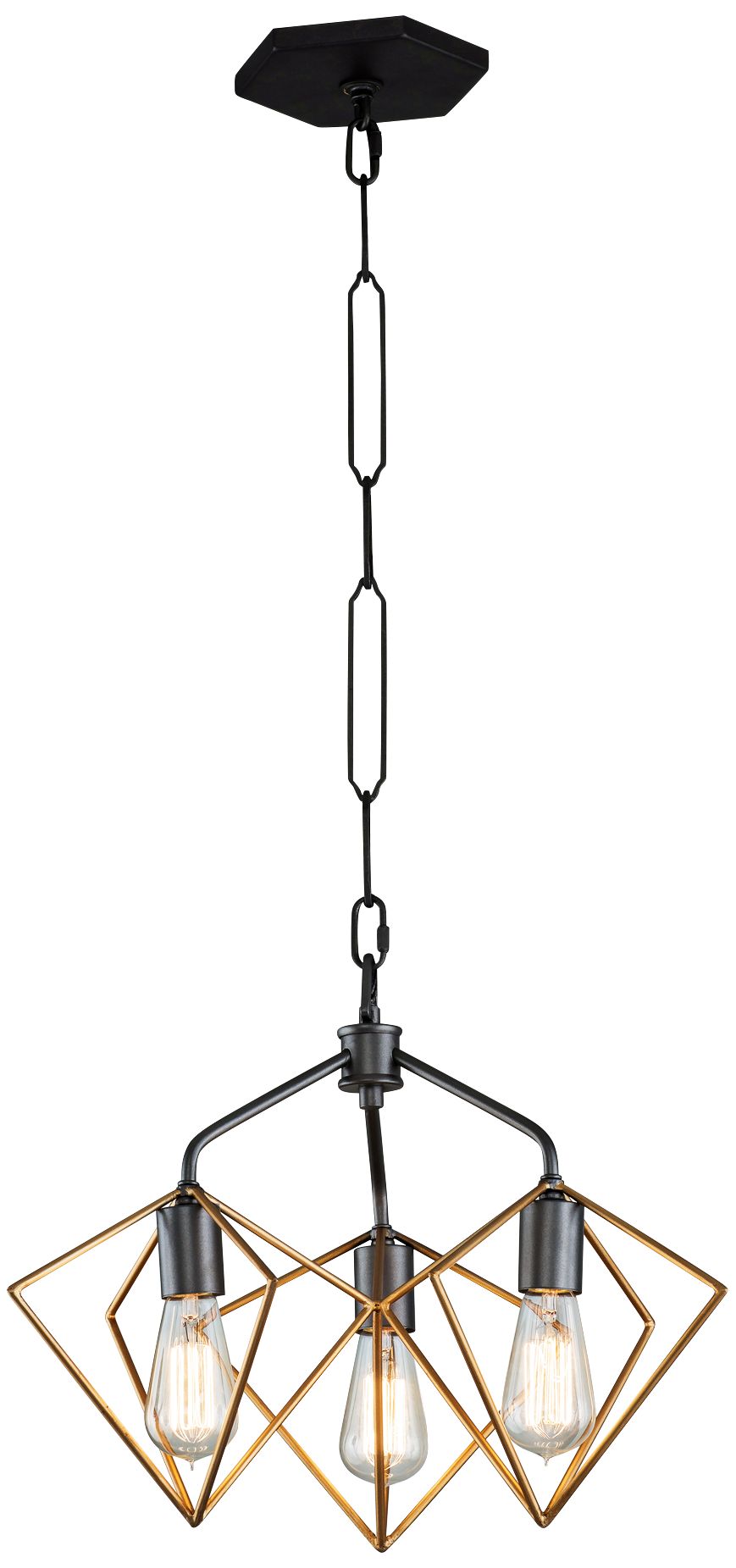 Metropolis 20" Wide Antique Gold and Bronze 3-Light Pendant